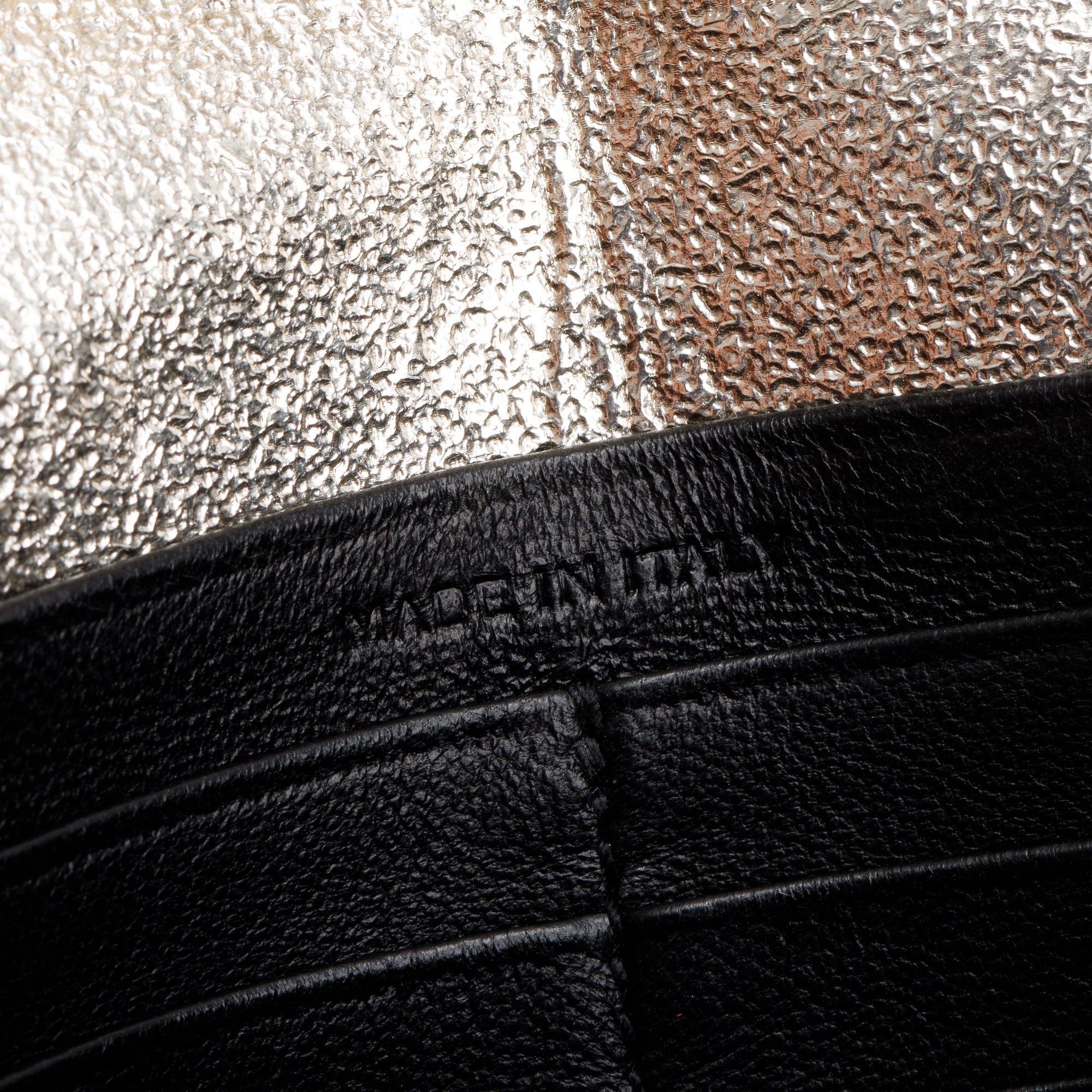 Saint Laurent Metallic Grain De Poudre Leather Cassandre Matelasse Chain Wallet w/ Box