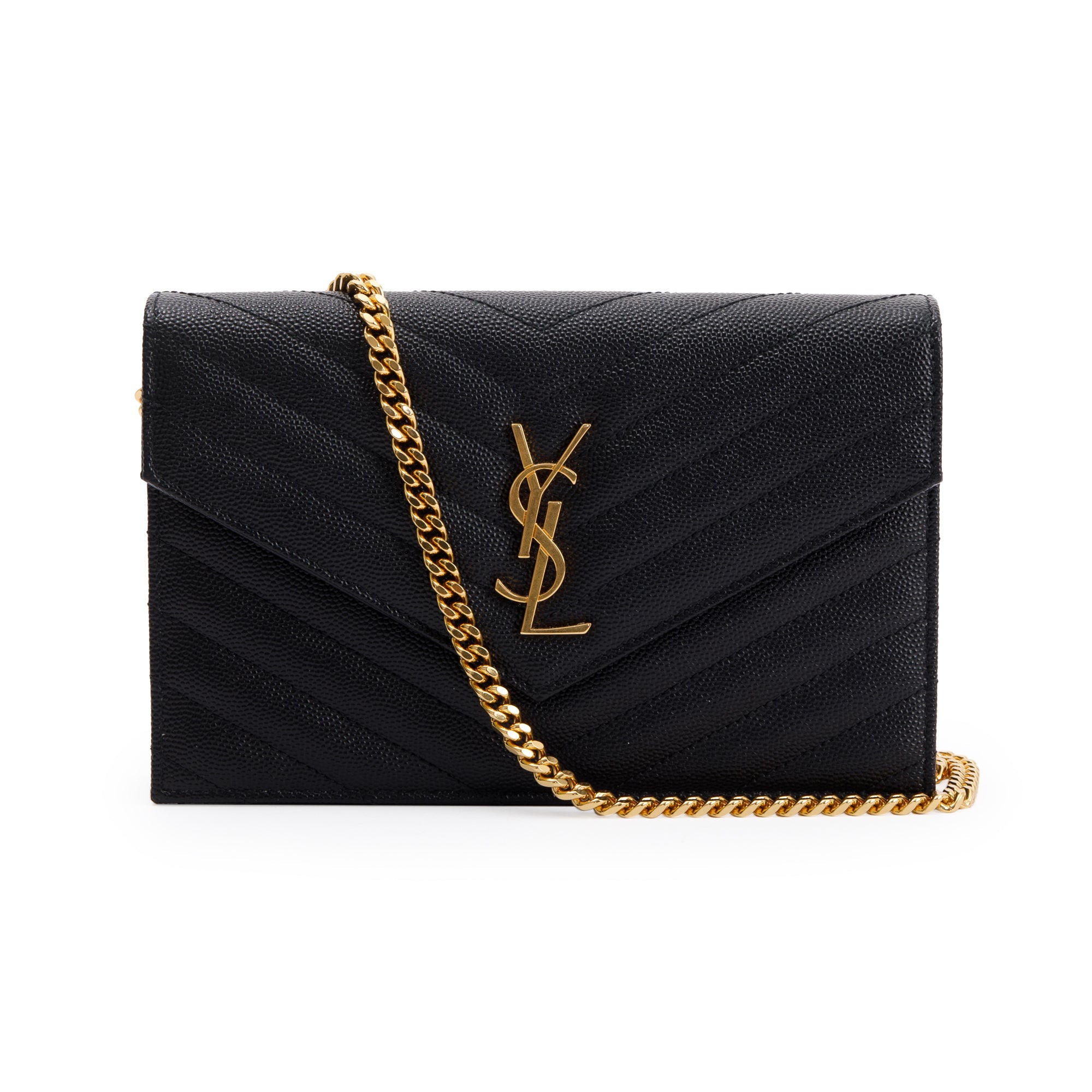Saint Laurent Monogram Matelasse Envelope Chain Wallet w/ Box