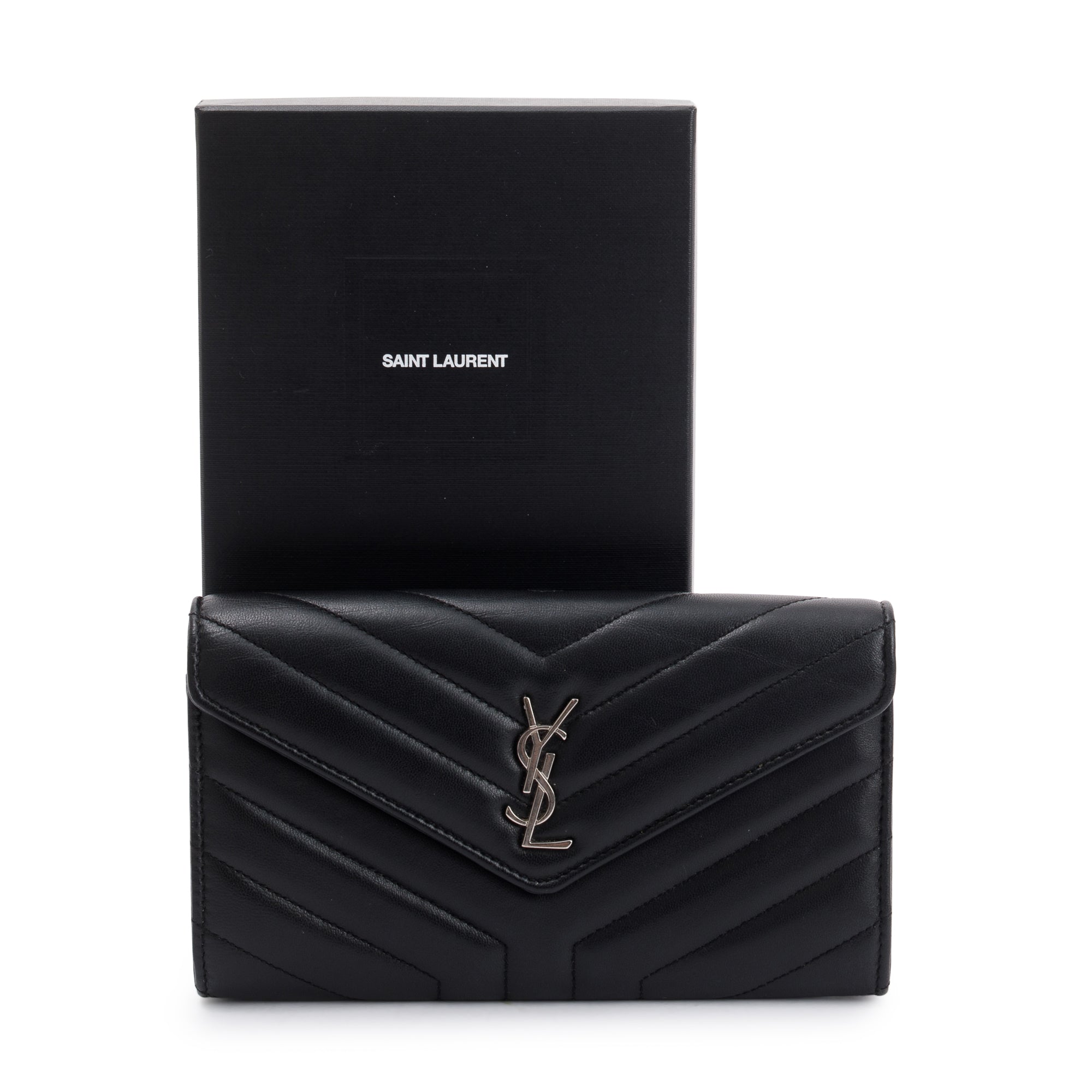 Saint Laurent Monogram Matelasse Envelope Wallet w/ Box