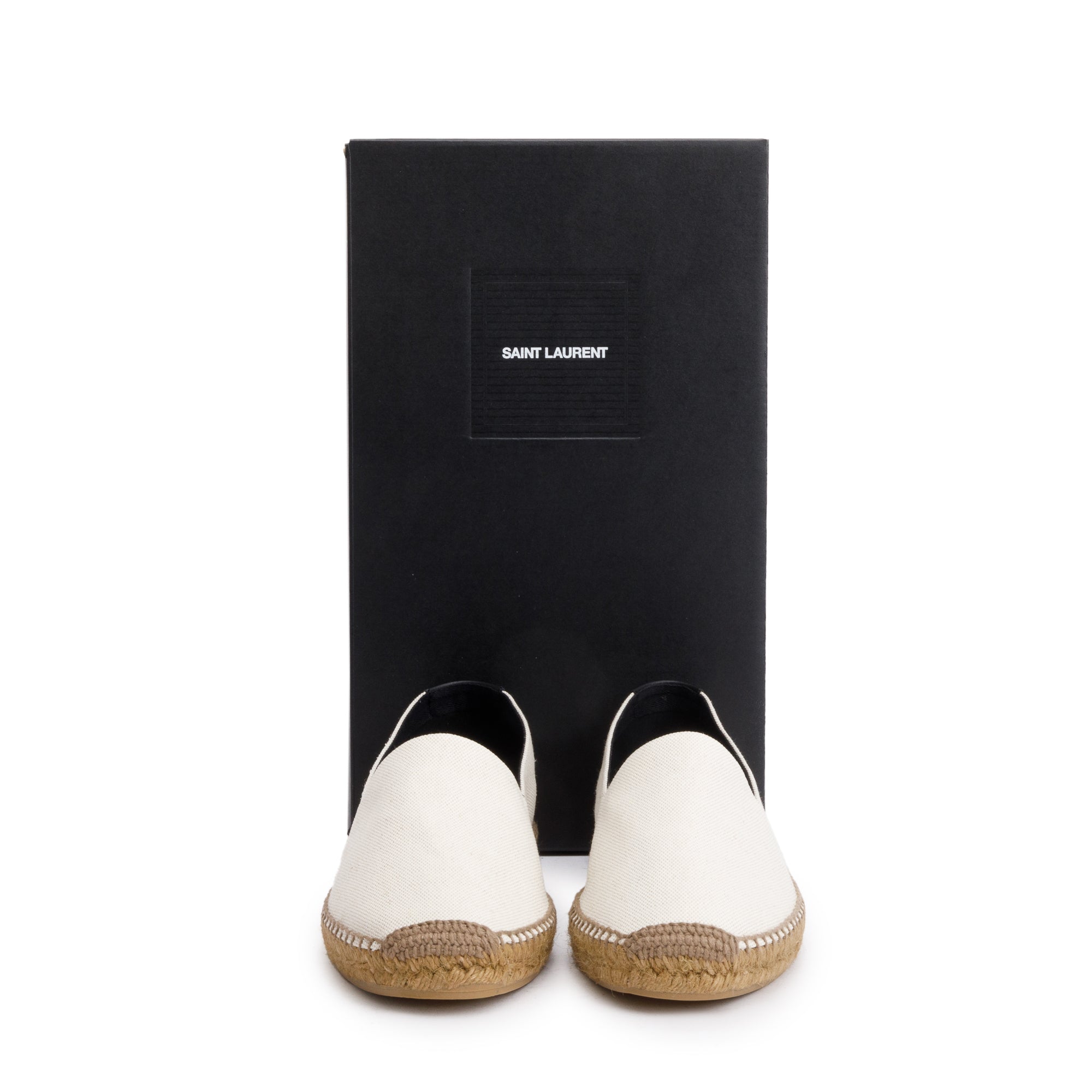 Saint Laurent Natural Beige Canvas Espadrilles, Size 45 w/ Box