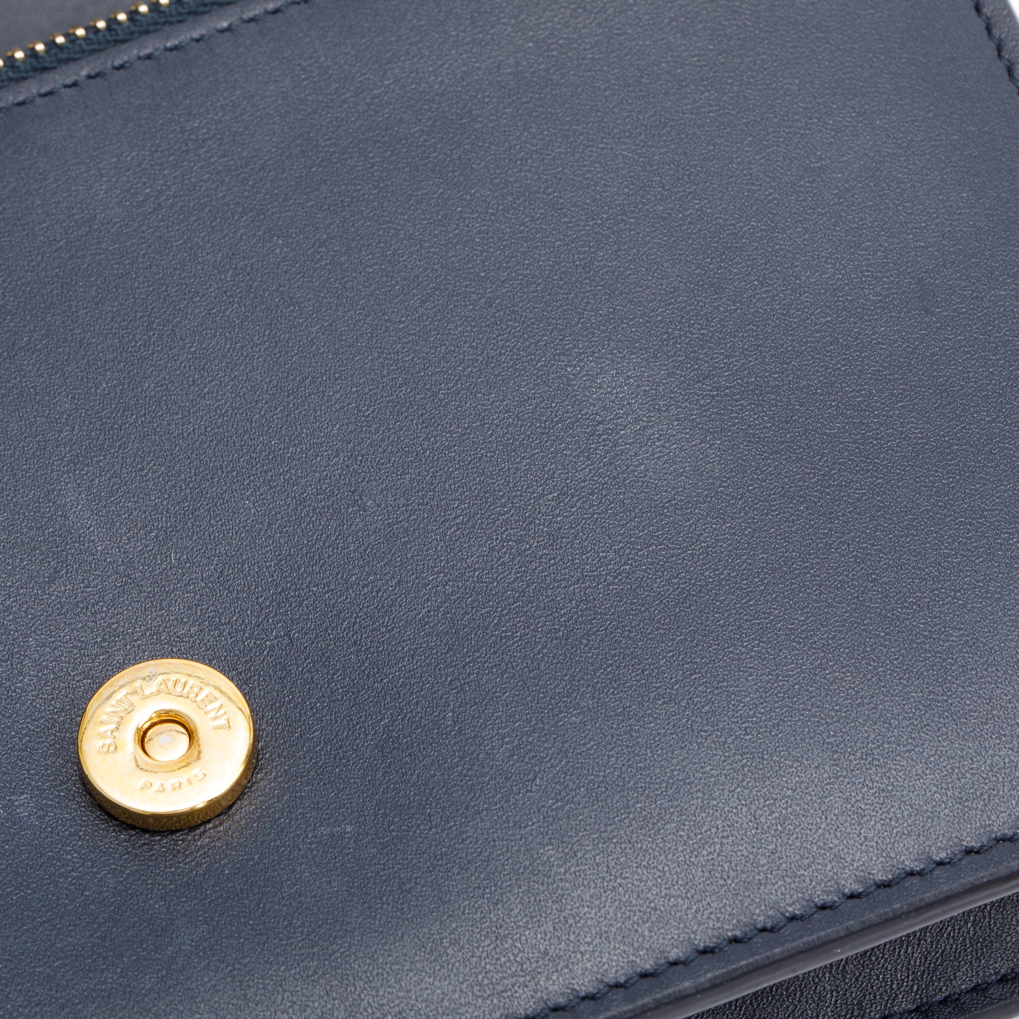 Saint Laurent Navy Calfskin Leather Kate Tassel Wallet on Chain