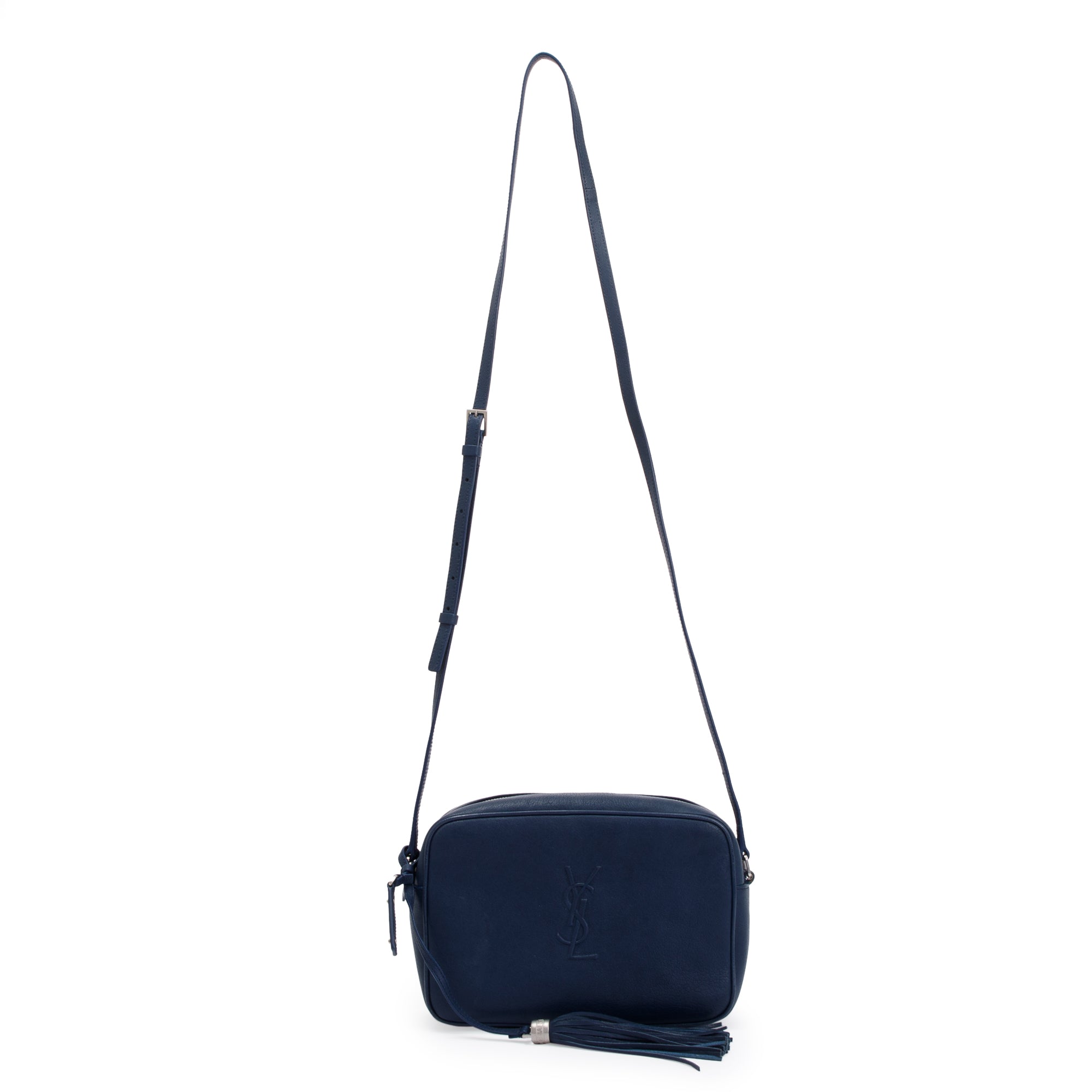 Saint Laurent Navy Calfskin Leather Small Lou Camera Bag
