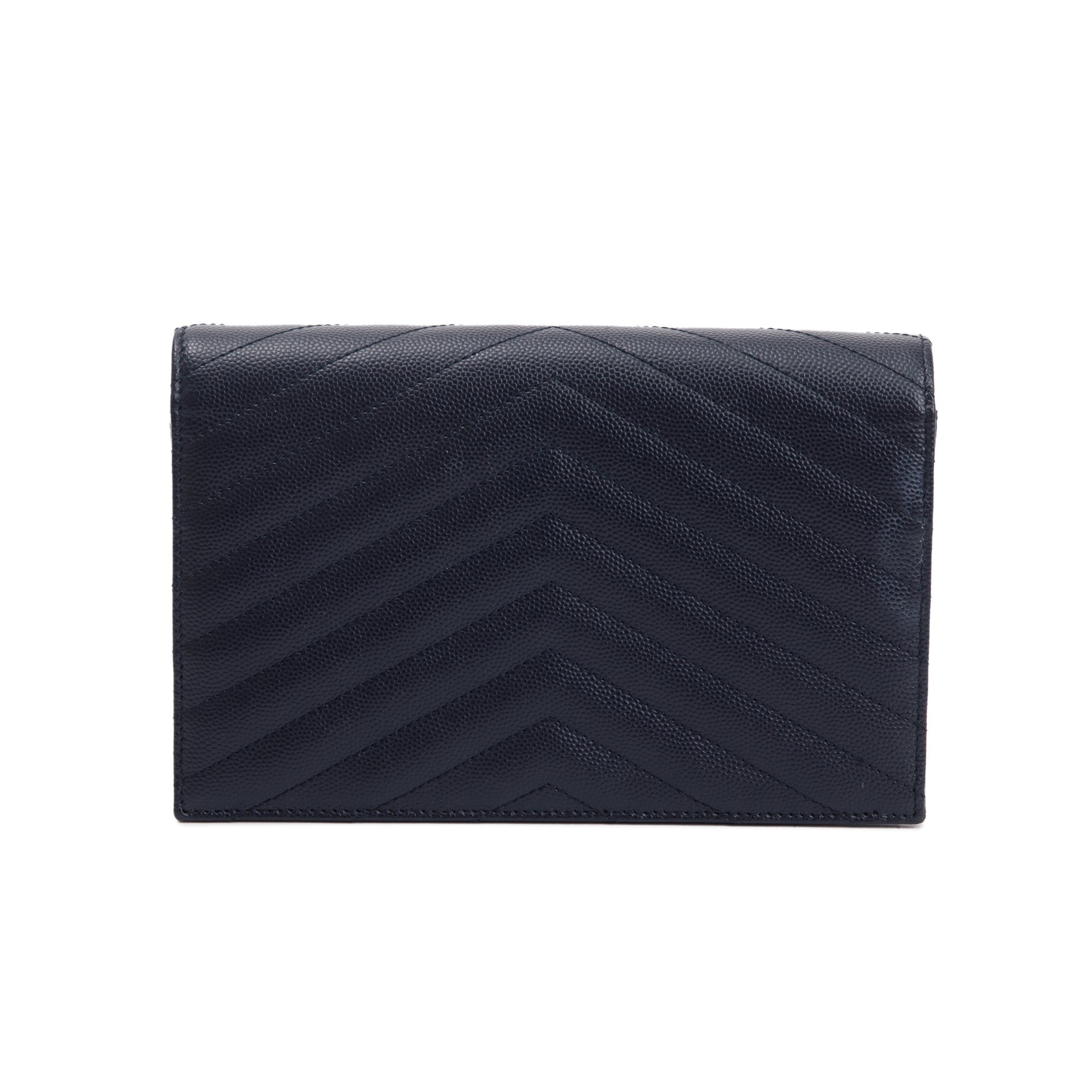 Saint Laurent Navy Cassandre Matelasse Envelope Chain Wallet