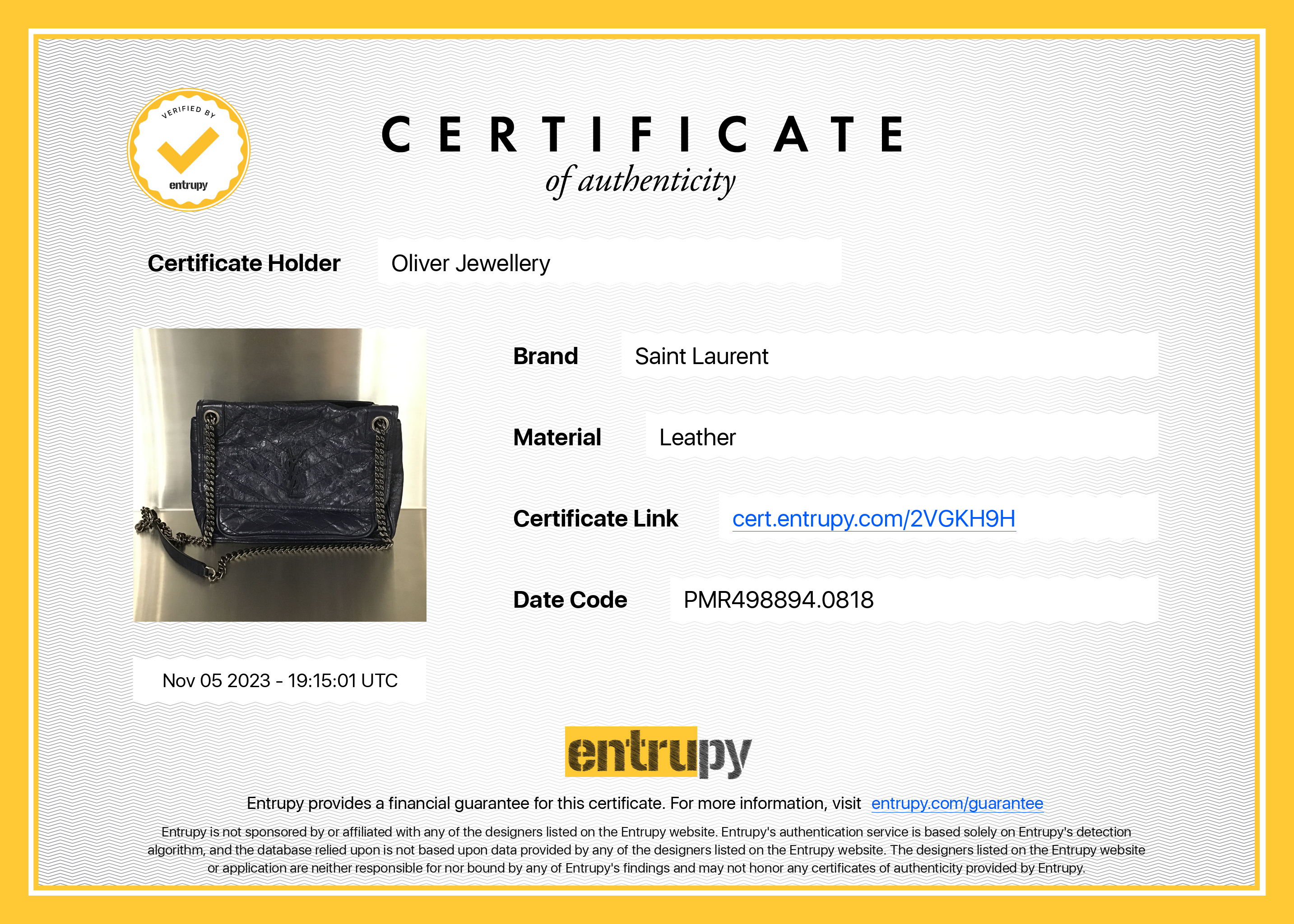 Saint Laurent Navy Crinkled Calfskin Leather Medium Niki Shoulder Bag