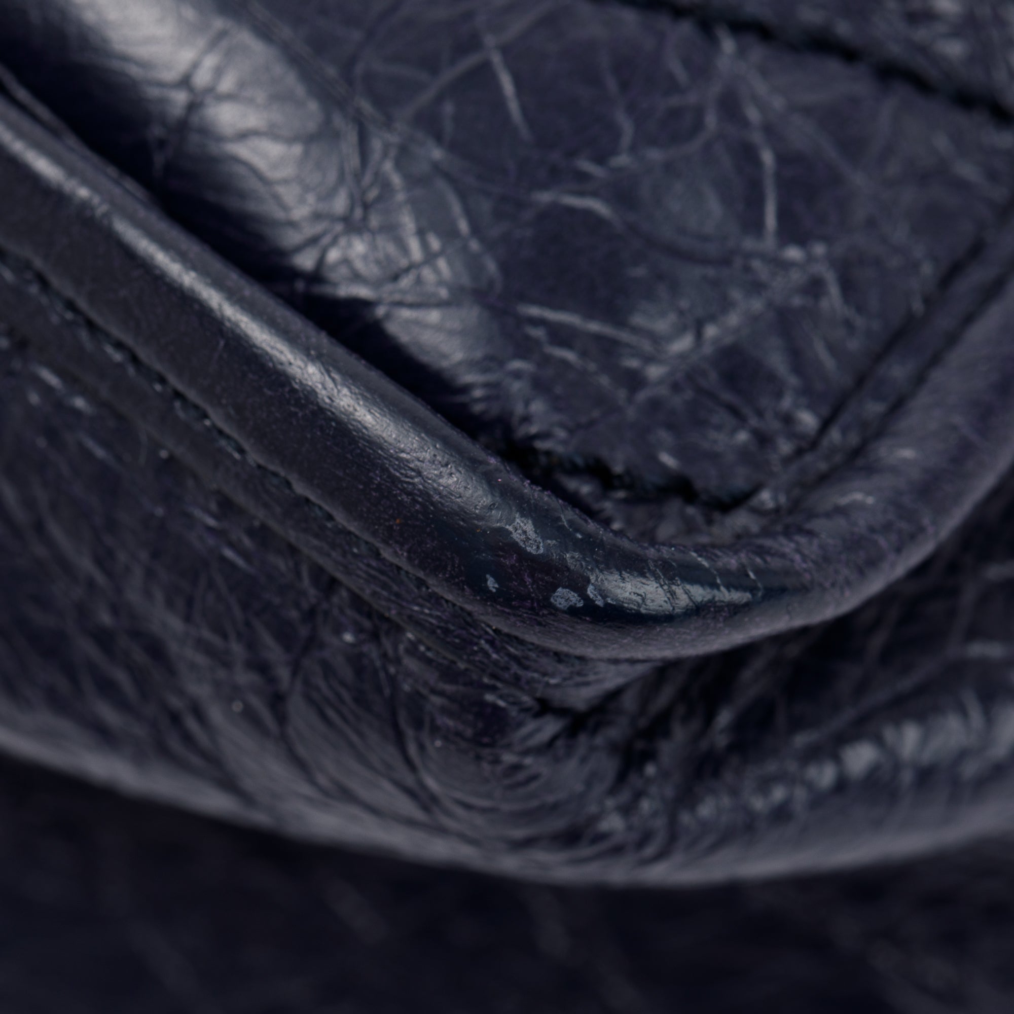 Saint Laurent Navy Crinkled Calfskin Leather Medium Niki Shoulder Bag