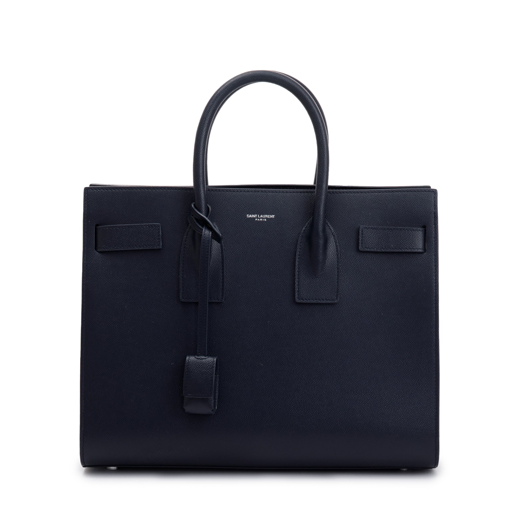 Saint Laurent Navy Grained Leather Small Sac De Jour w/ Strap & Pouch