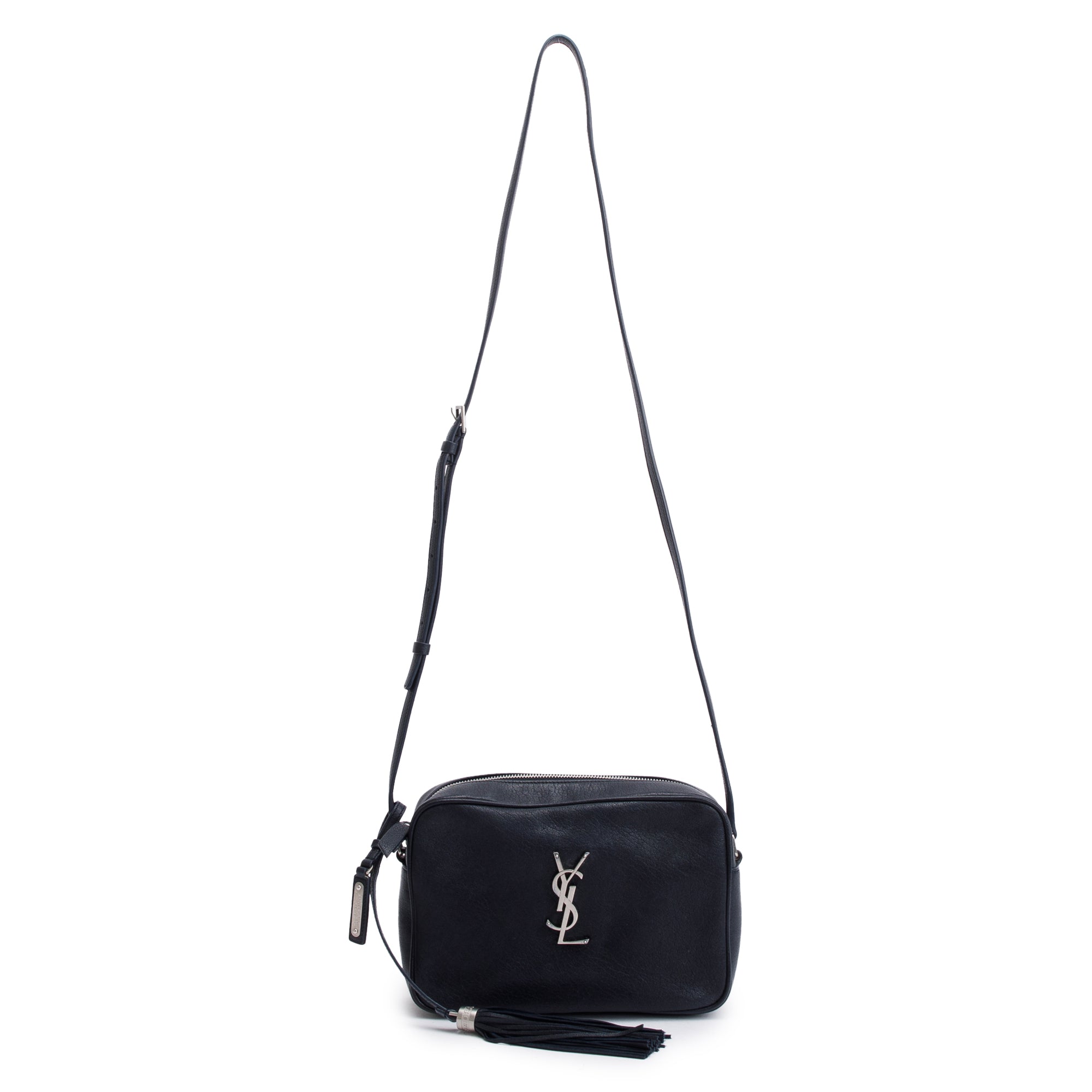 Saint Laurent Navy Monogram Leather Small Lou Camera Bag