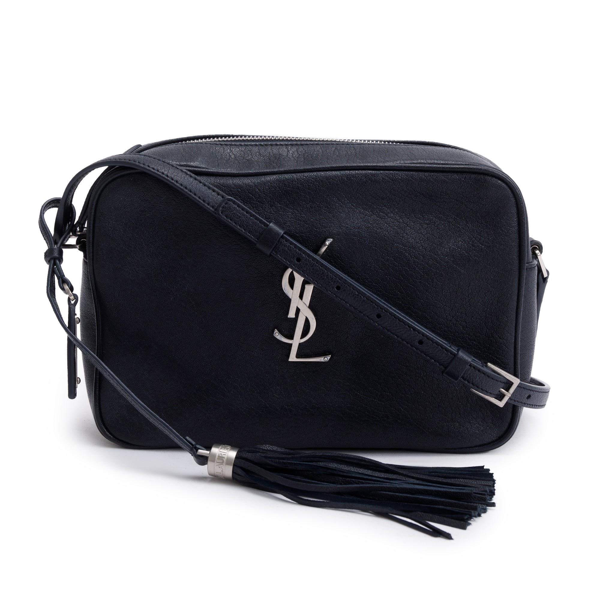 Saint Laurent Navy Monogram Leather Small Lou Camera Bag