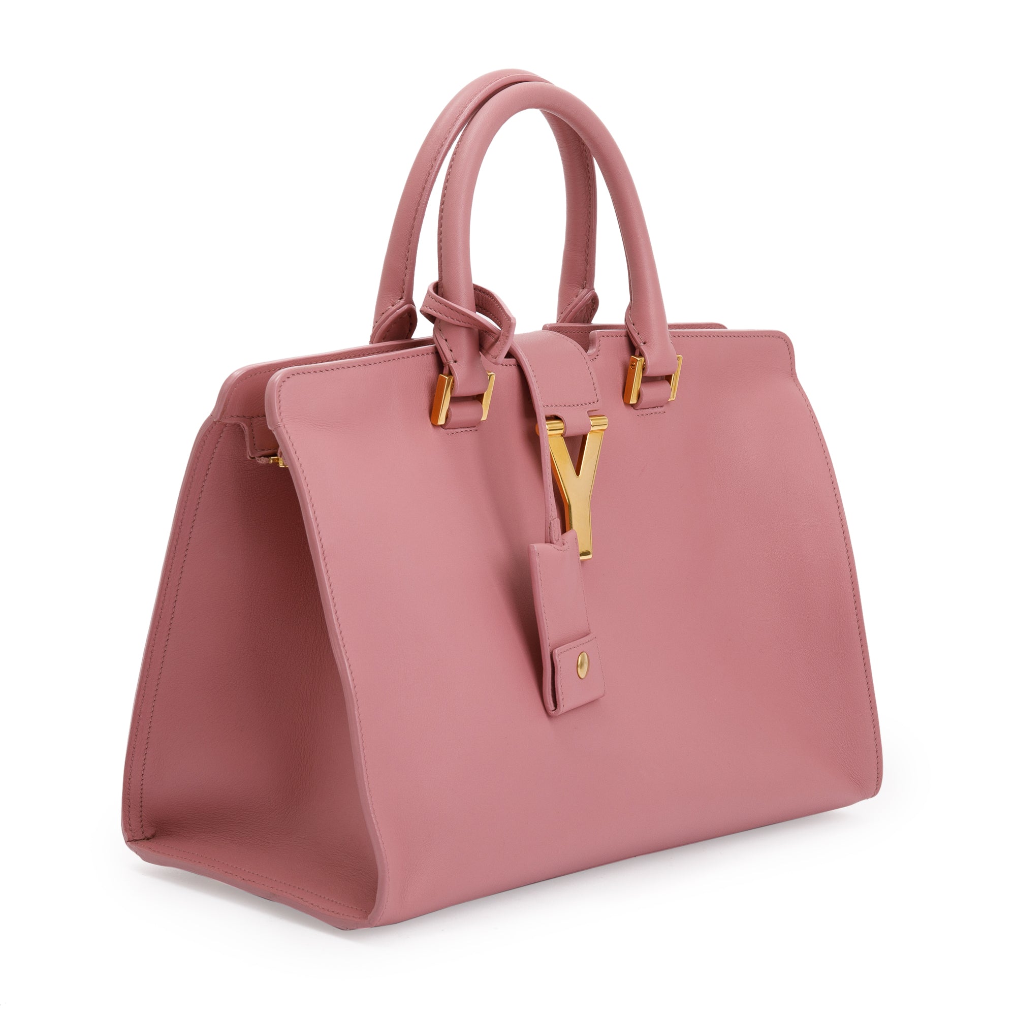 Saint Laurent Pink Calfskin Leather Small Cabas Tote Bag w/ Strap