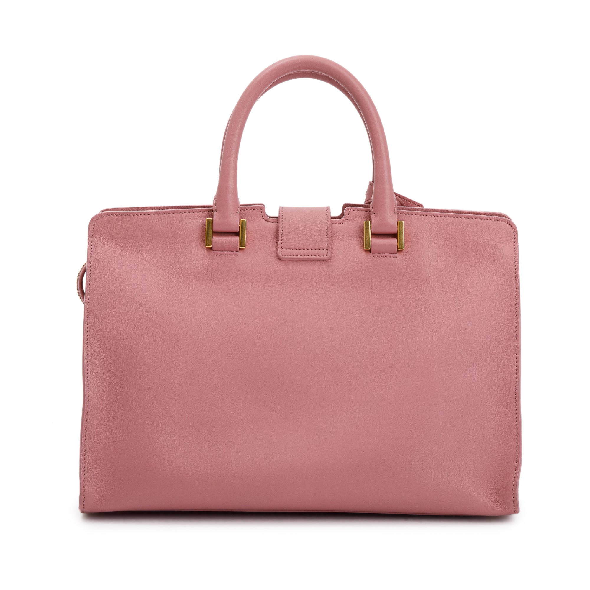 Saint Laurent Pink Calfskin Leather Small Cabas Tote Bag w/ Strap