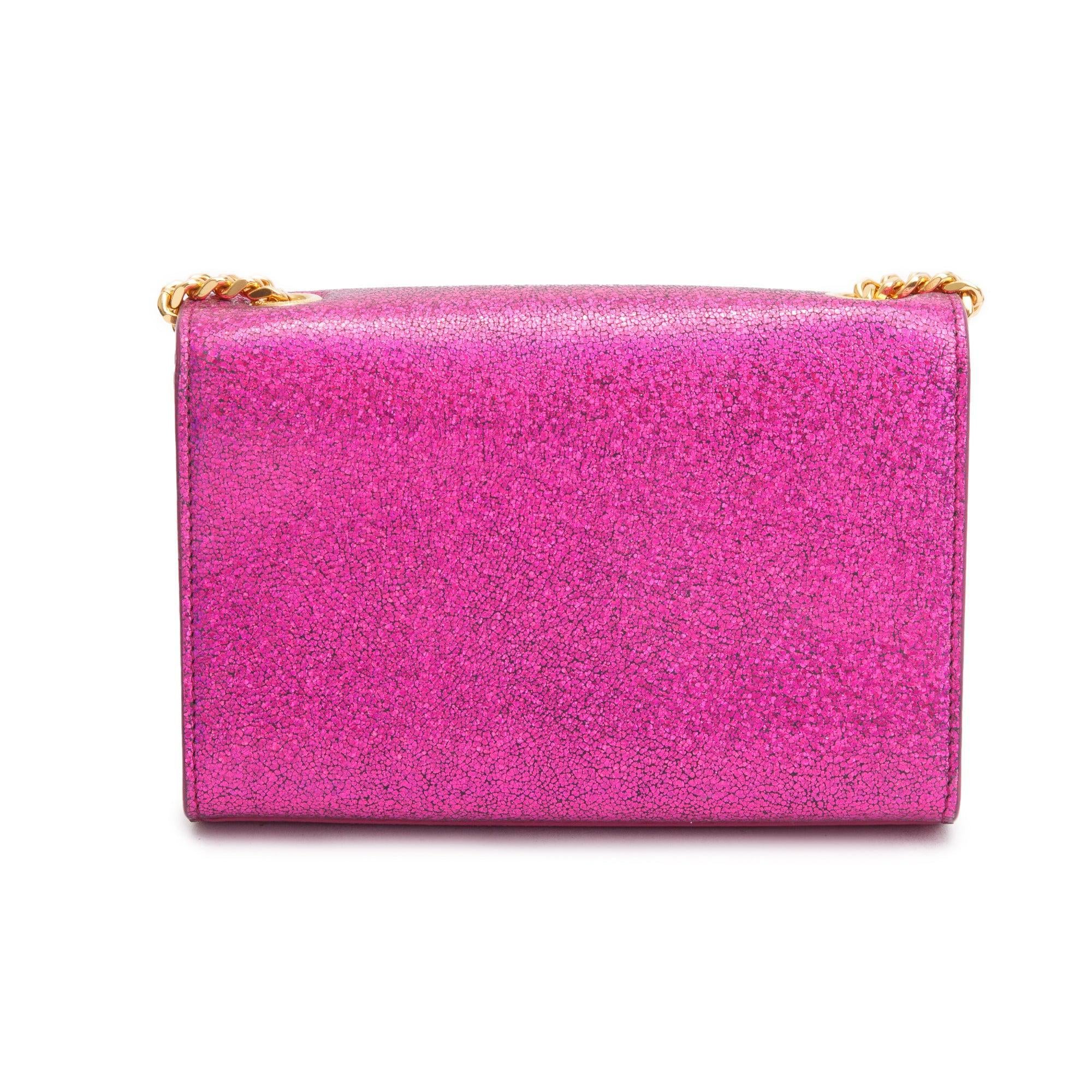 Saint Laurent Pink Glitter Leather Mini Monogram Kate Bag