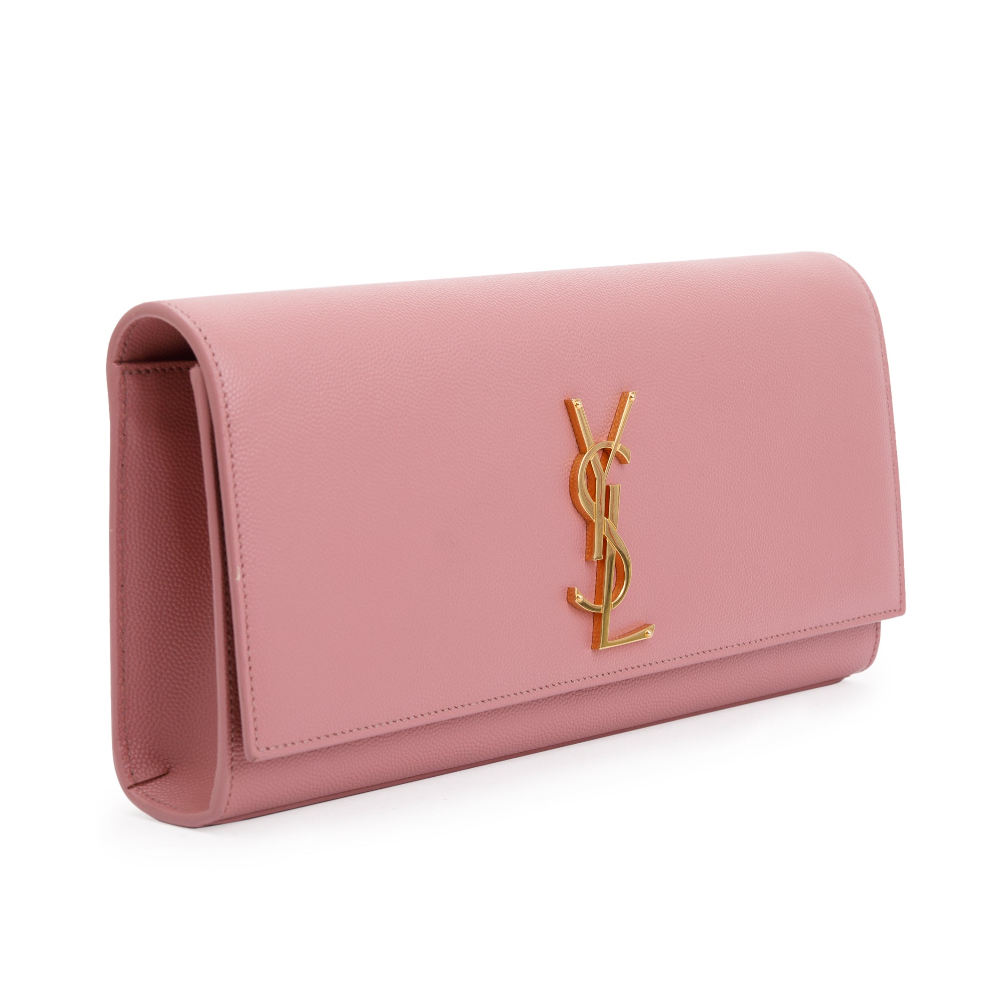 Saint Laurent Pink Grain De Poudre Kate Clutch