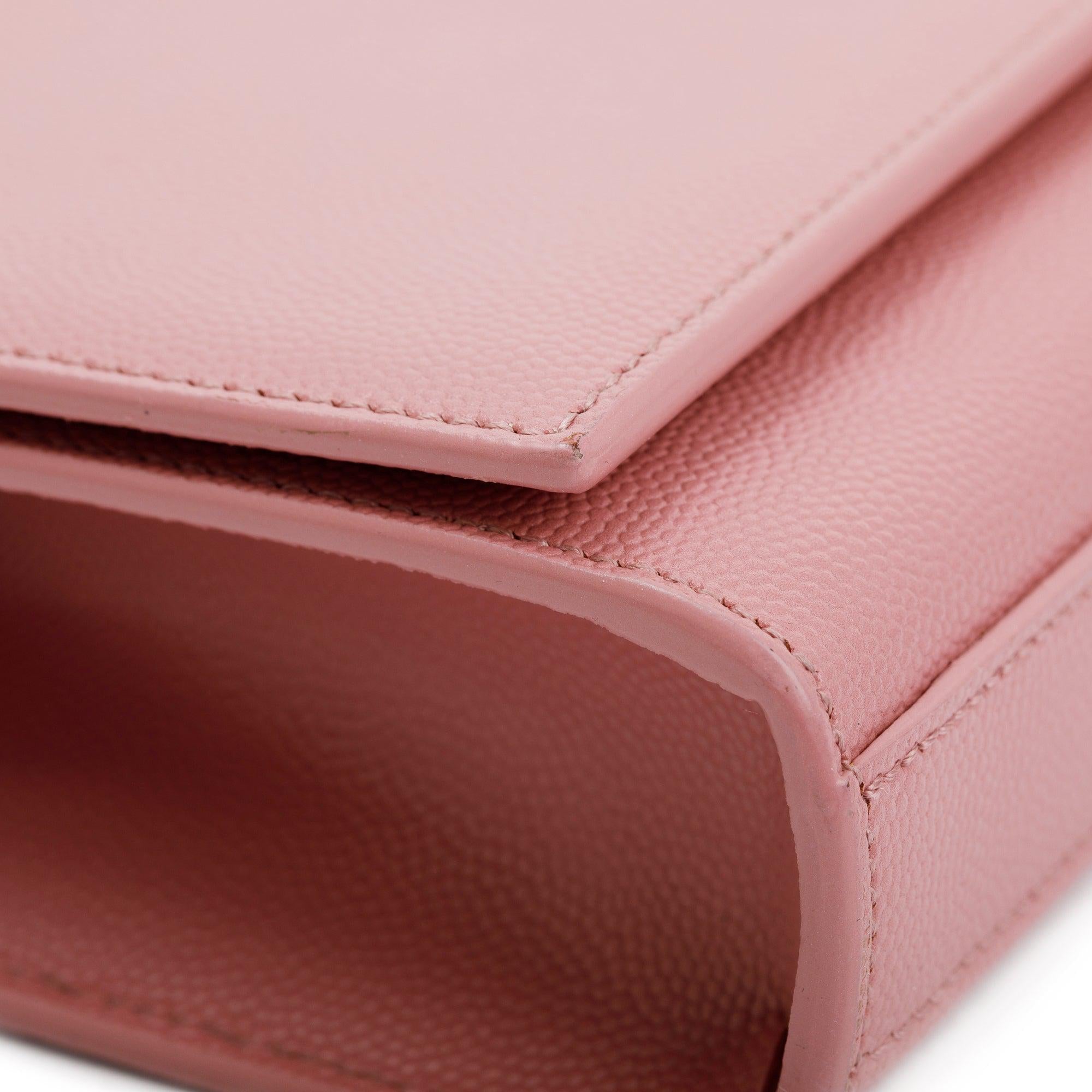 Saint Laurent Pink Grain De Poudre Kate Clutch