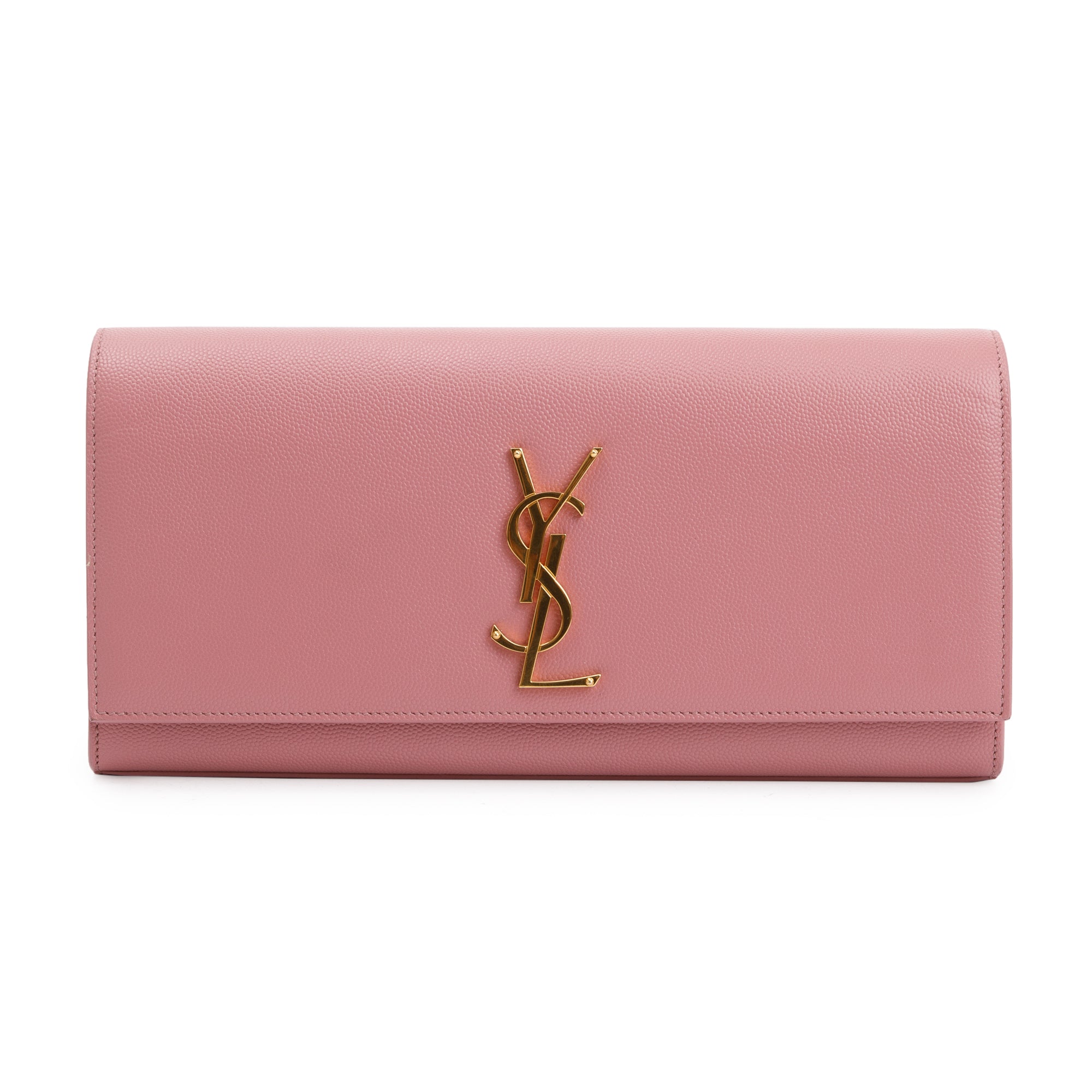 Saint Laurent Pink Grain De Poudre Kate Clutch