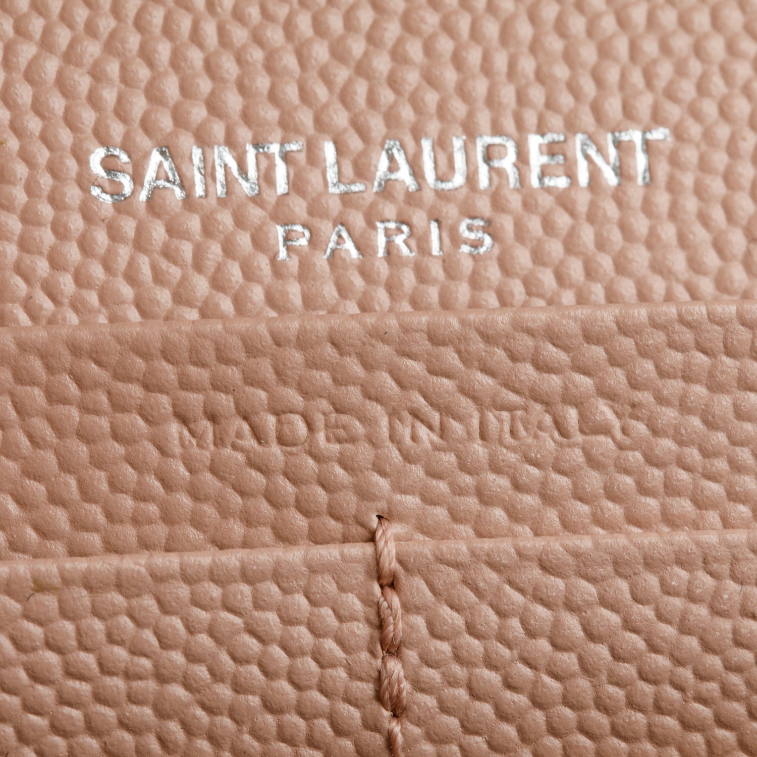 Saint Laurent Pink Grain De Poudre Leather Cassandre Envelope Chain Wallet w/ Box & Receipt