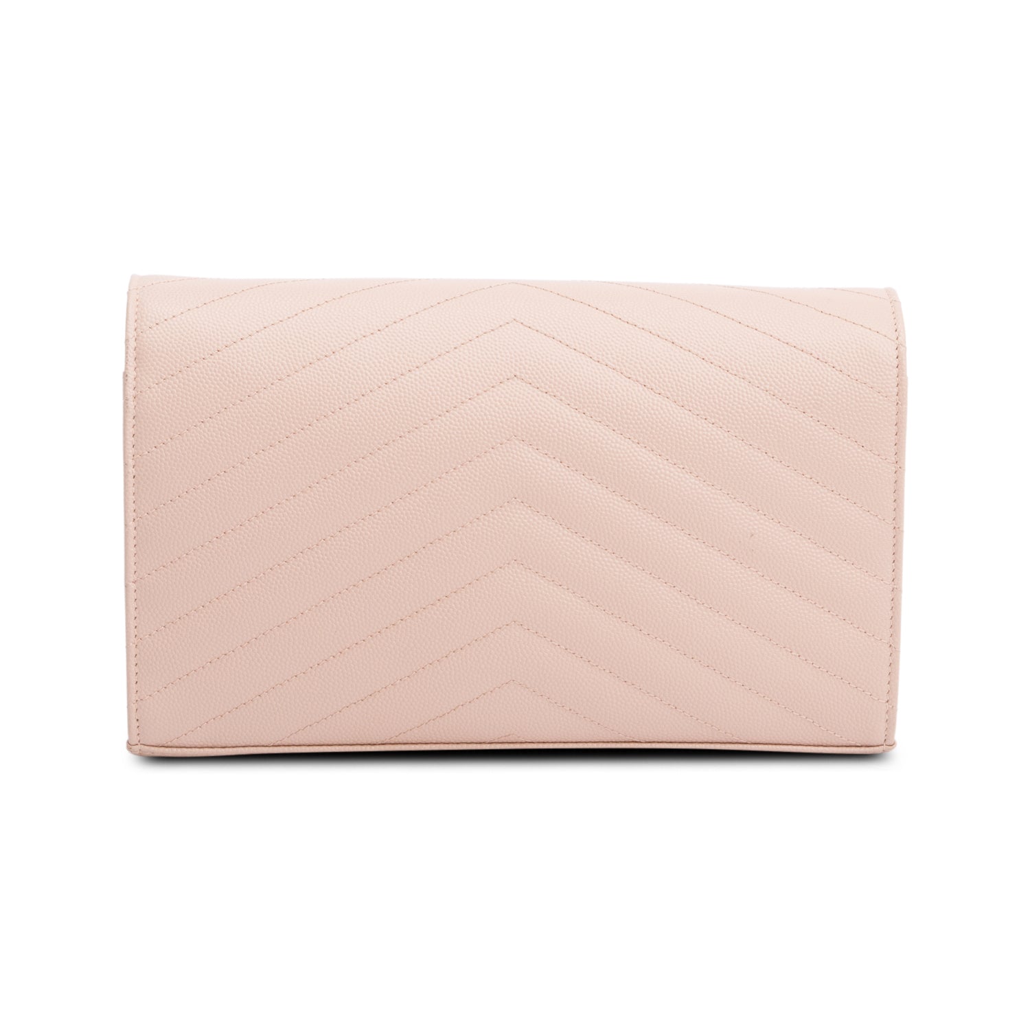 Saint Laurent Pink Grain De Poudre Leather Cassandre Envelope Chain Wallet w/ Box & Receipt