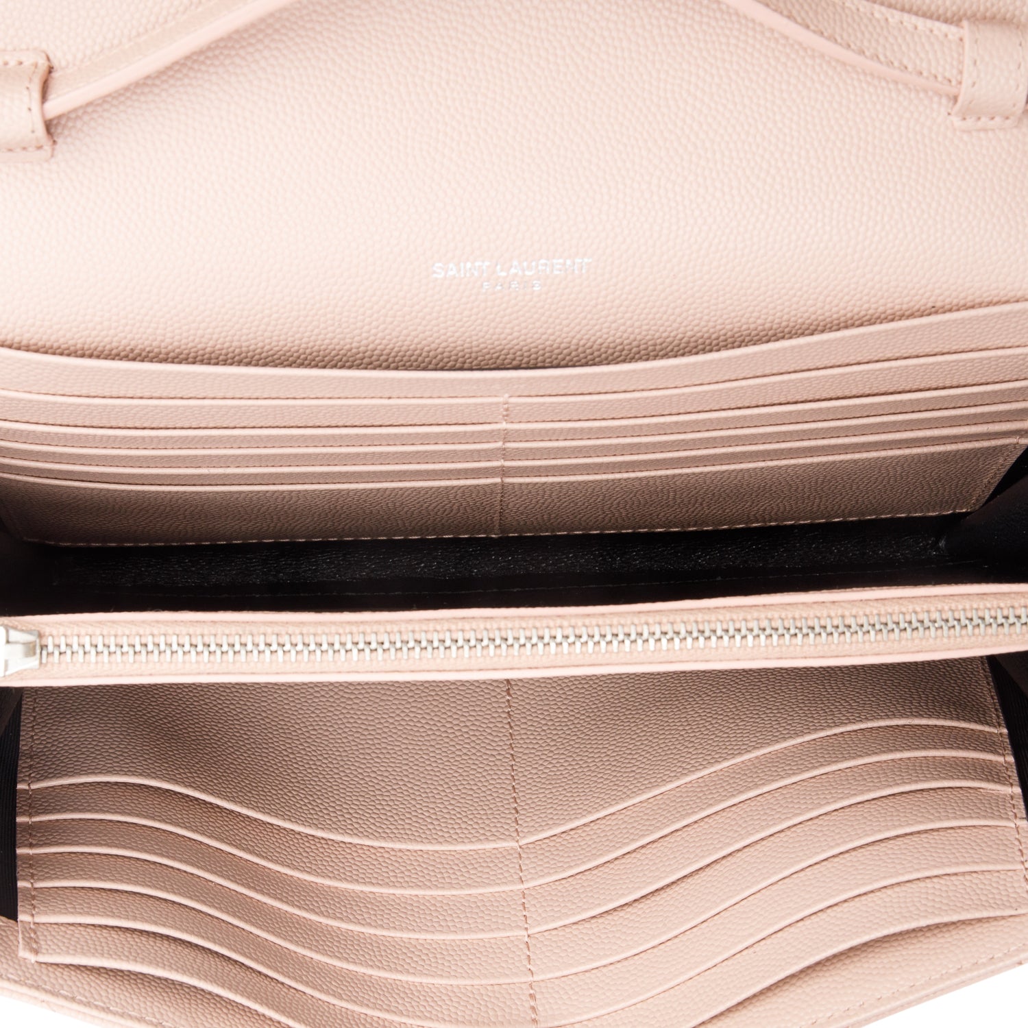 Saint Laurent Pink Grain De Poudre Leather Cassandre Envelope Chain Wallet w/ Box & Receipt