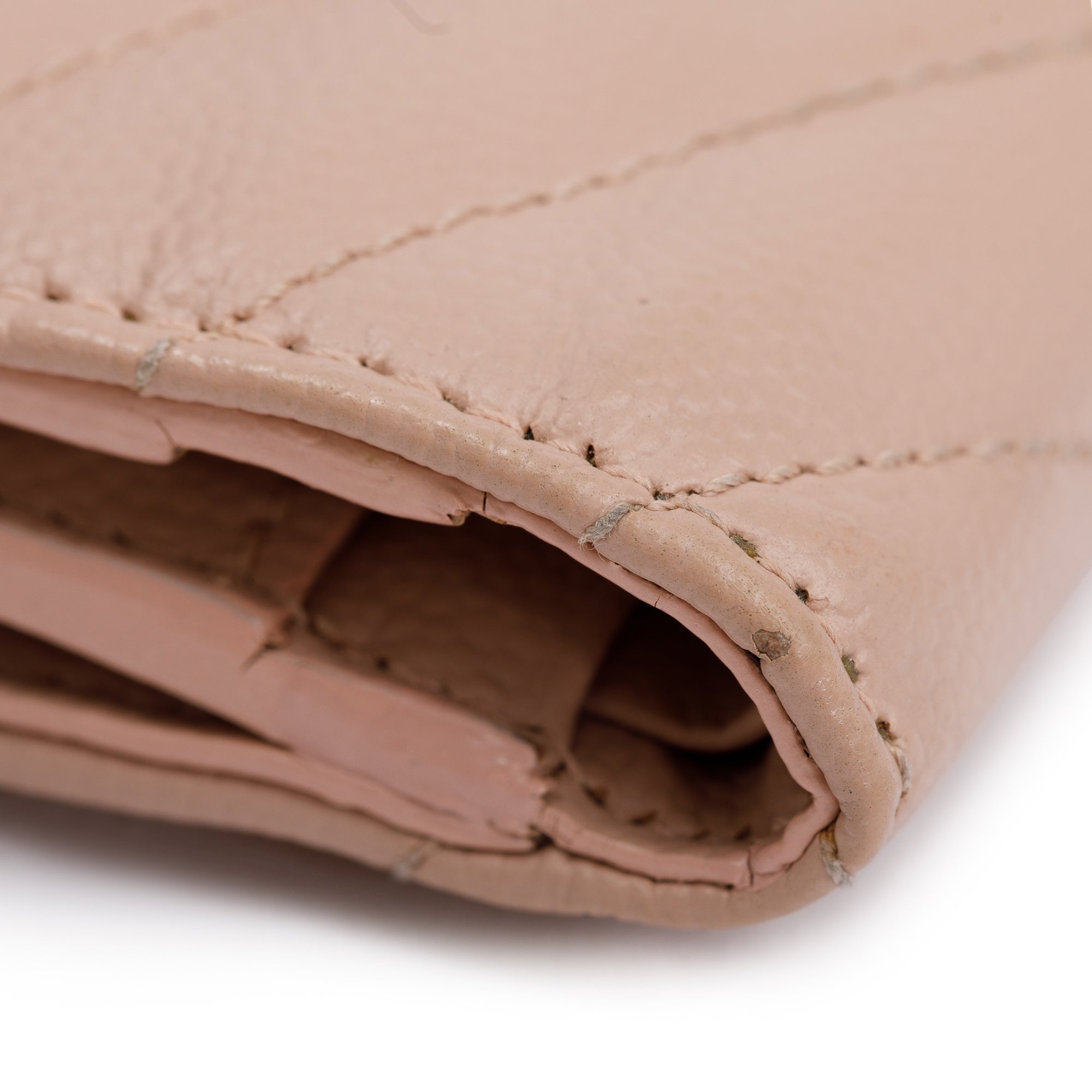 Saint Laurent Pink Grain de Poudre Leather Cassandre Matelasse Compact Tri-Fold Wallet