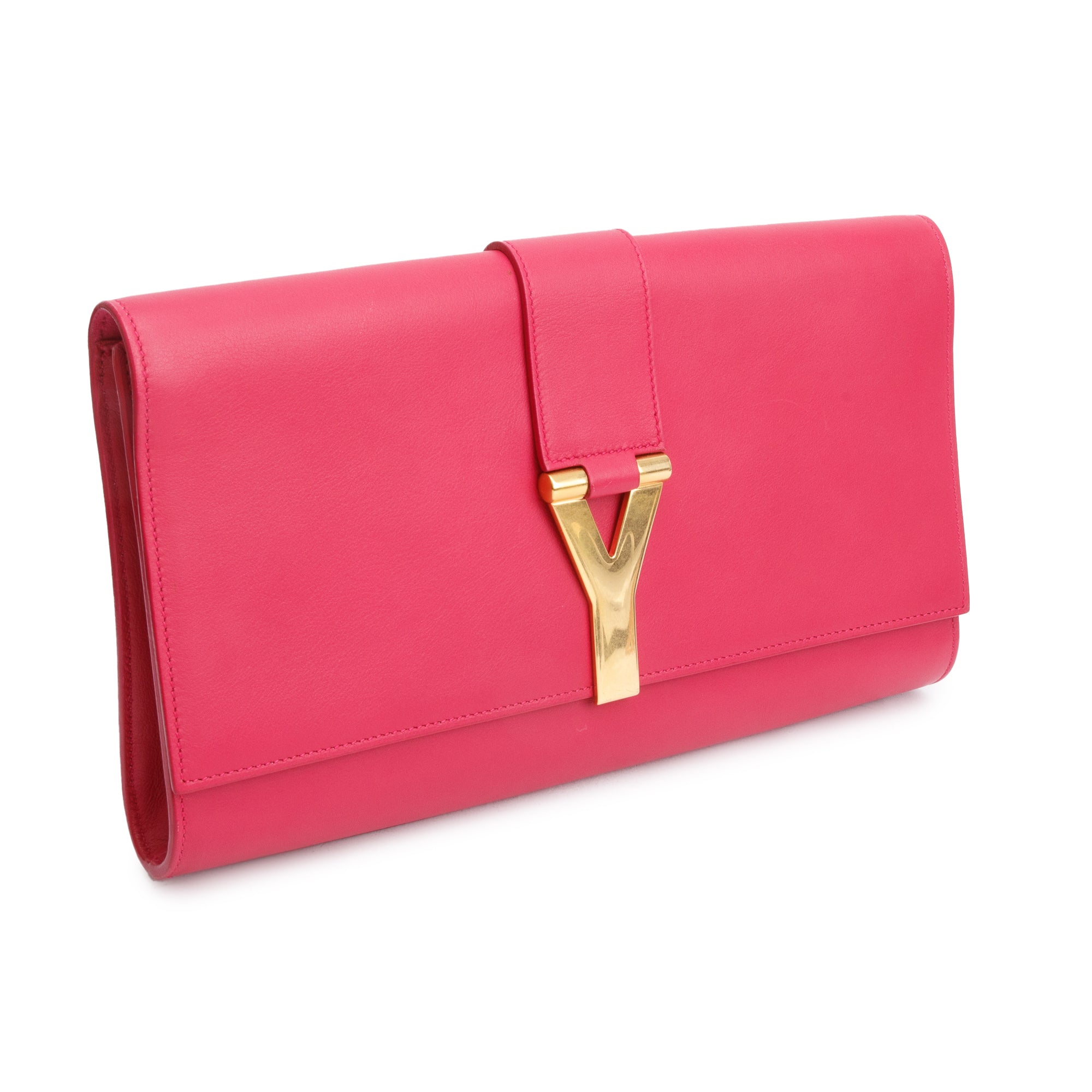 Saint Laurent Pink Leather Classic Y Ligne Clutch