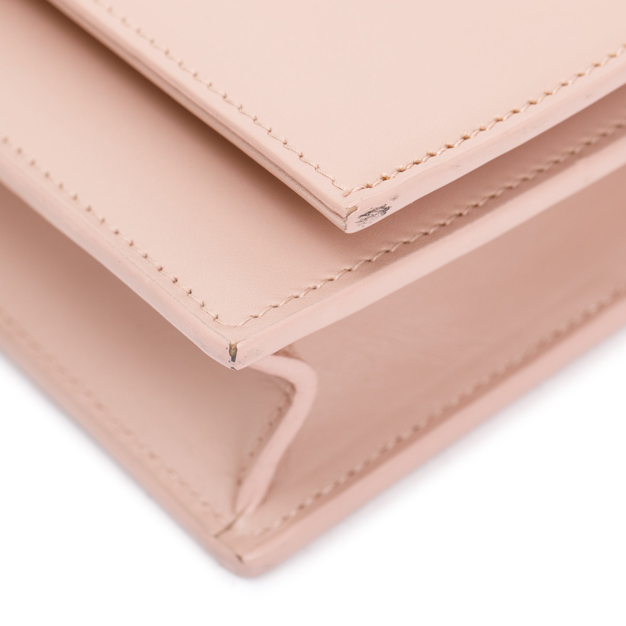 Saint Laurent Pink Smooth Calfskin Leather Small Classic Monogram Kate Tassel Chain Bag w/ Box