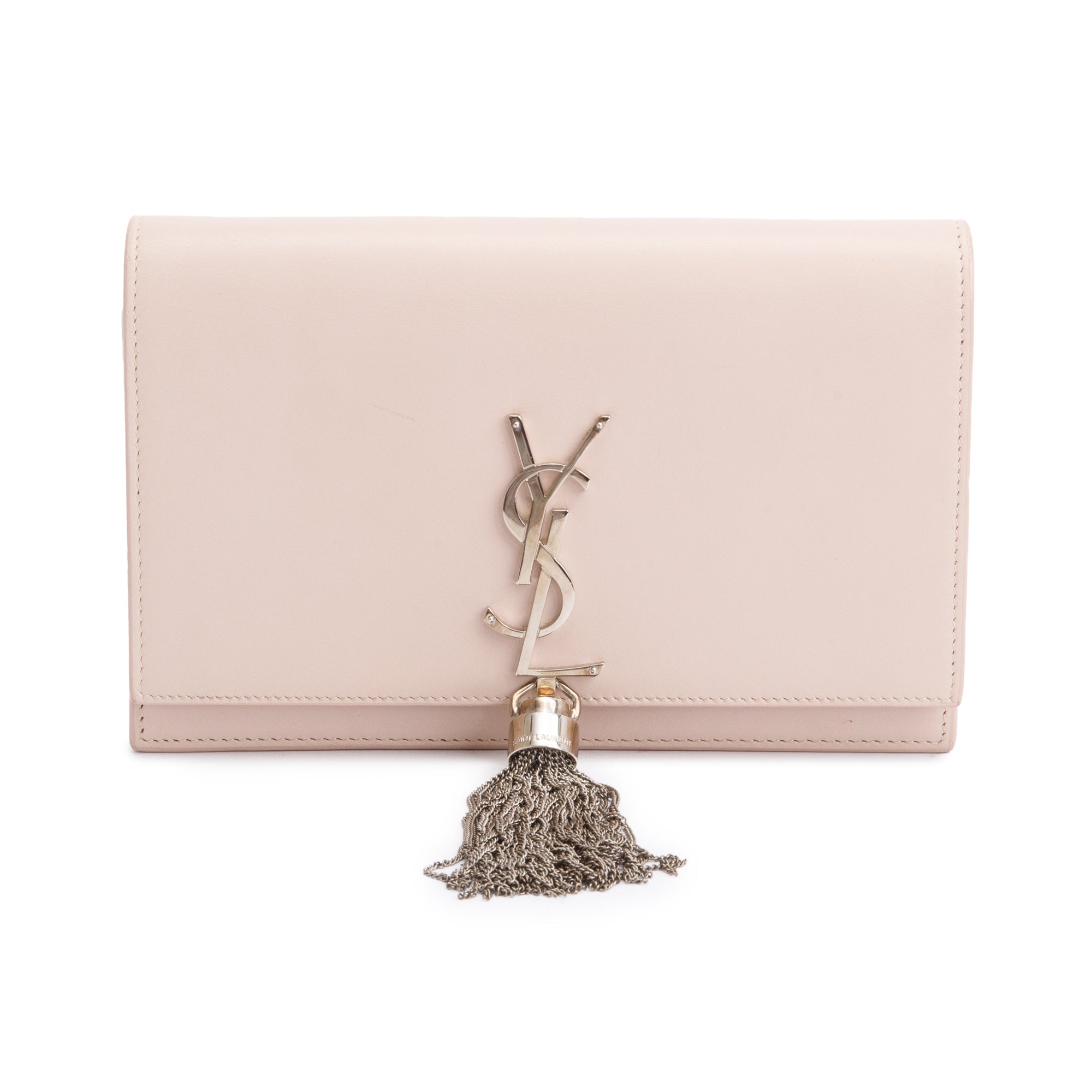 Saint Laurent Pink Smooth Leather Small Classic Monogram Kate Tassel Chain Bag