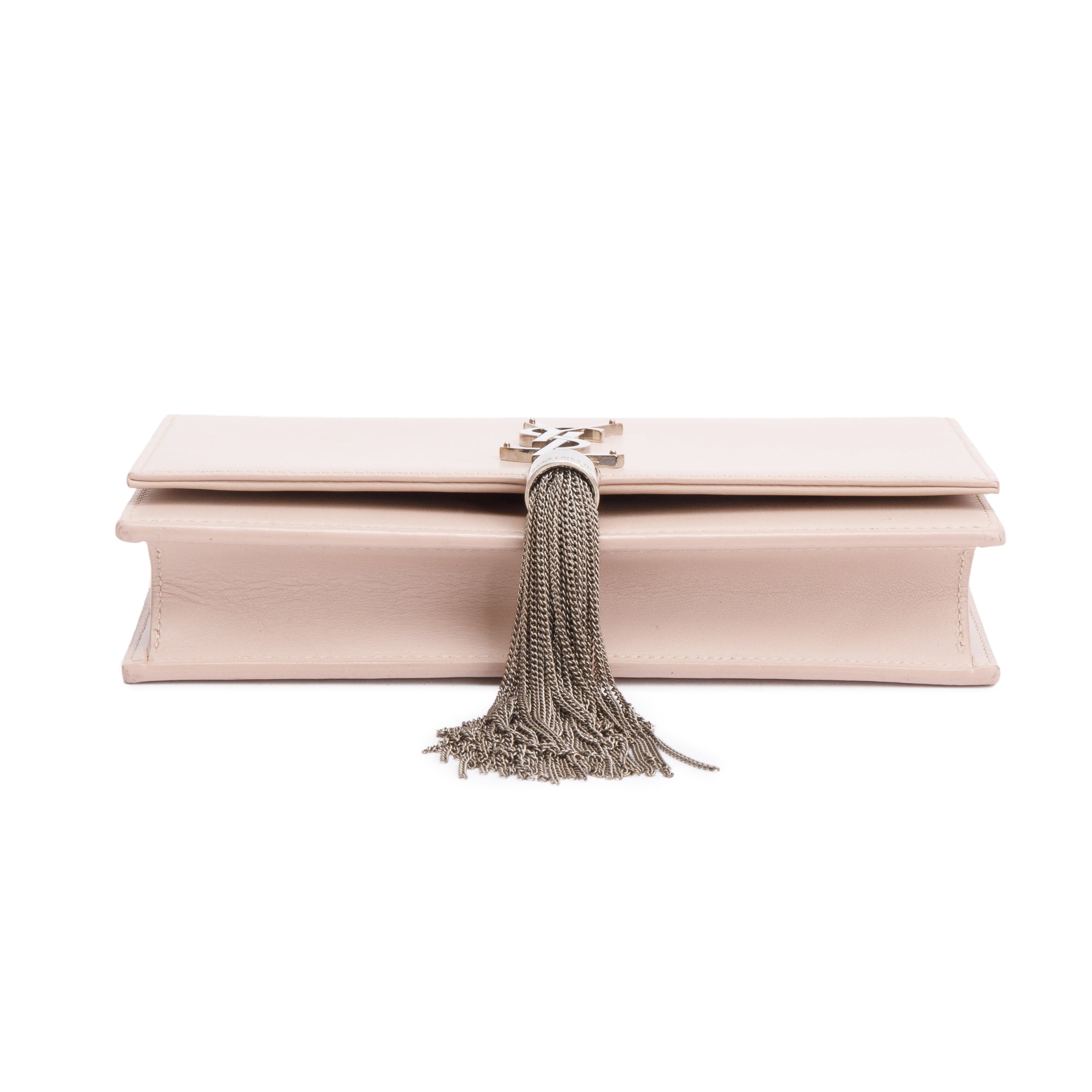 Saint Laurent Pink Smooth Leather Small Classic Monogram Kate Tassel Chain Bag