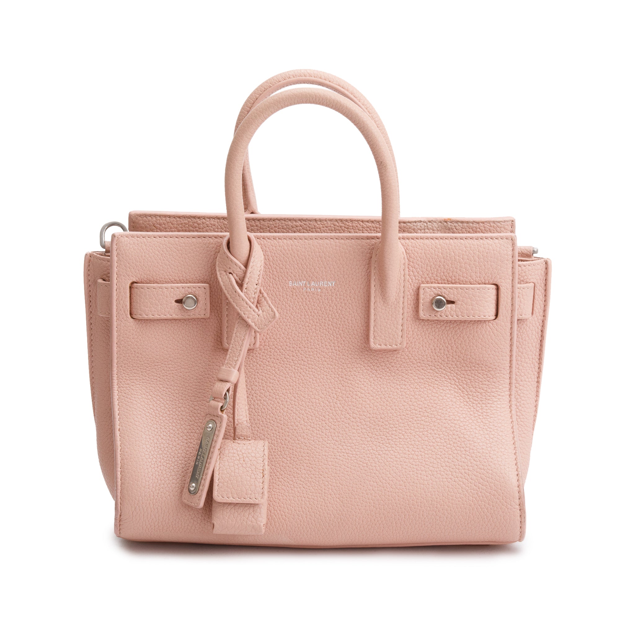 Saint Laurent Pink Supple Calfskin Leather Nano Sac De Jour w/ Strap