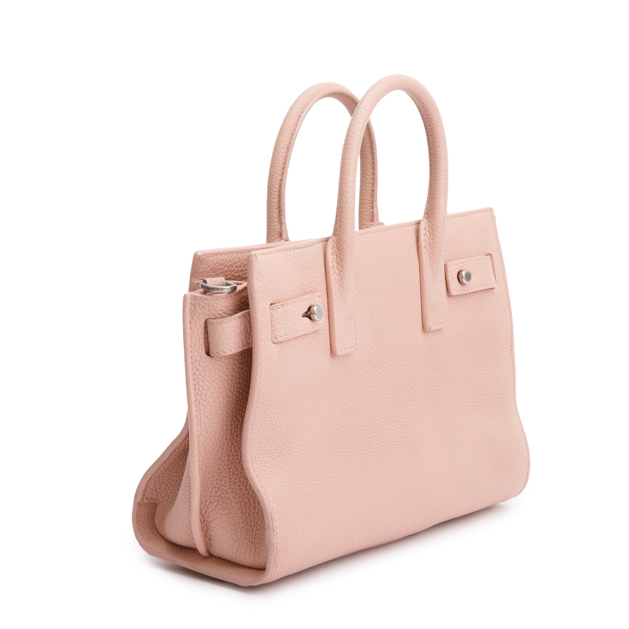 Saint Laurent Pink Supple Calfskin Leather Nano Sac De Jour w/ Strap