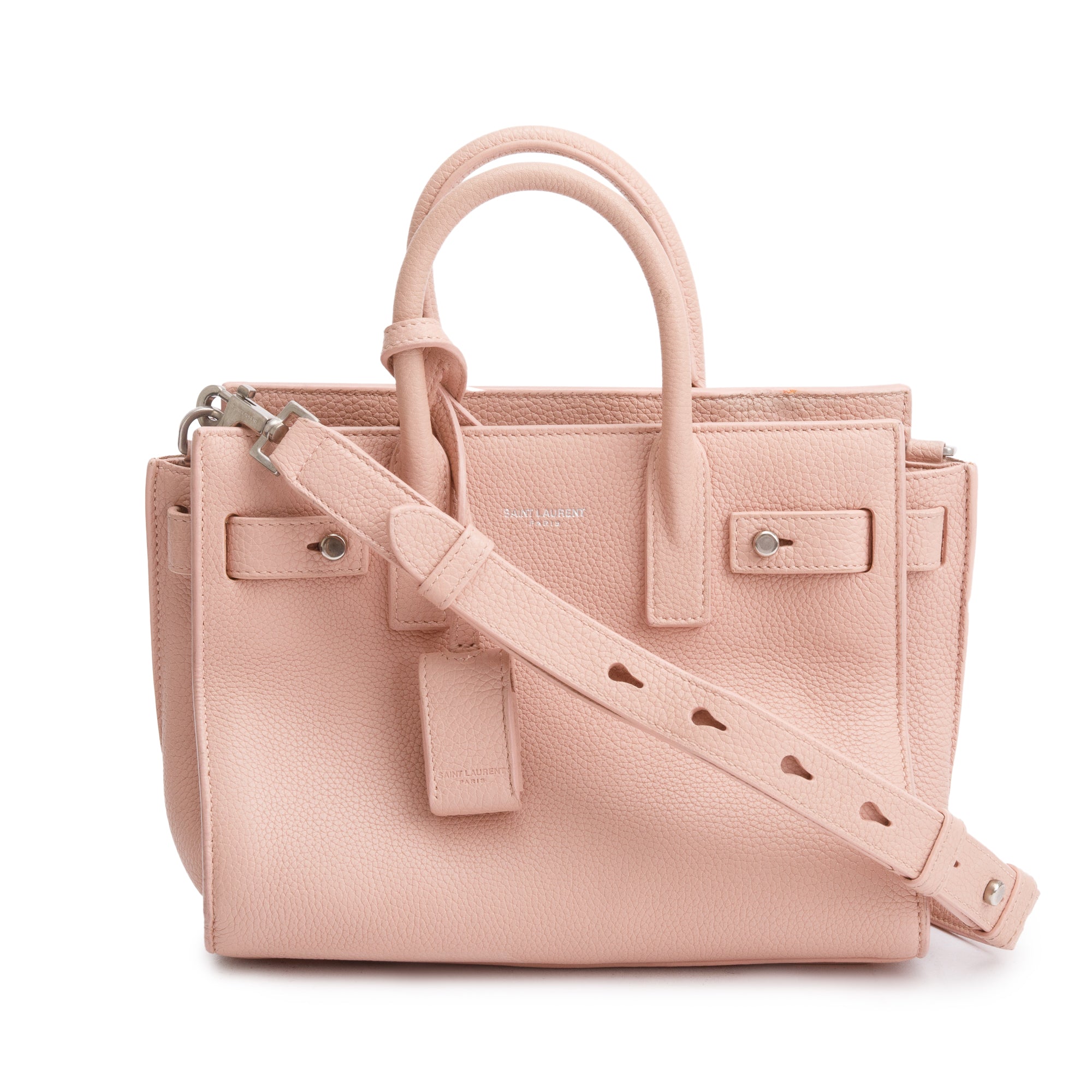 Saint Laurent Pink Supple Calfskin Leather Nano Sac De Jour w/ Strap