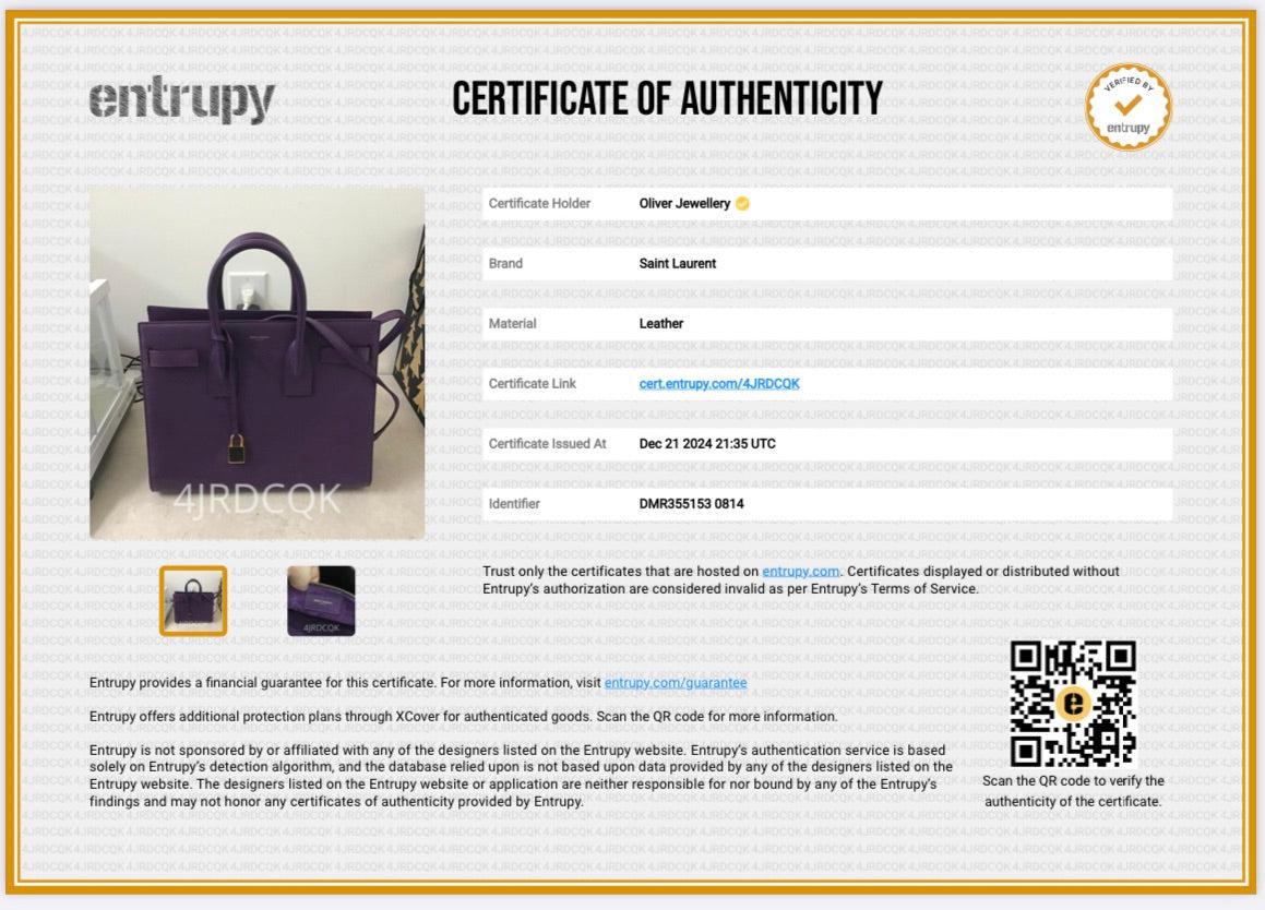 Saint Laurent Purple Calfskin Leather Small Sac De Jour w/ Strap