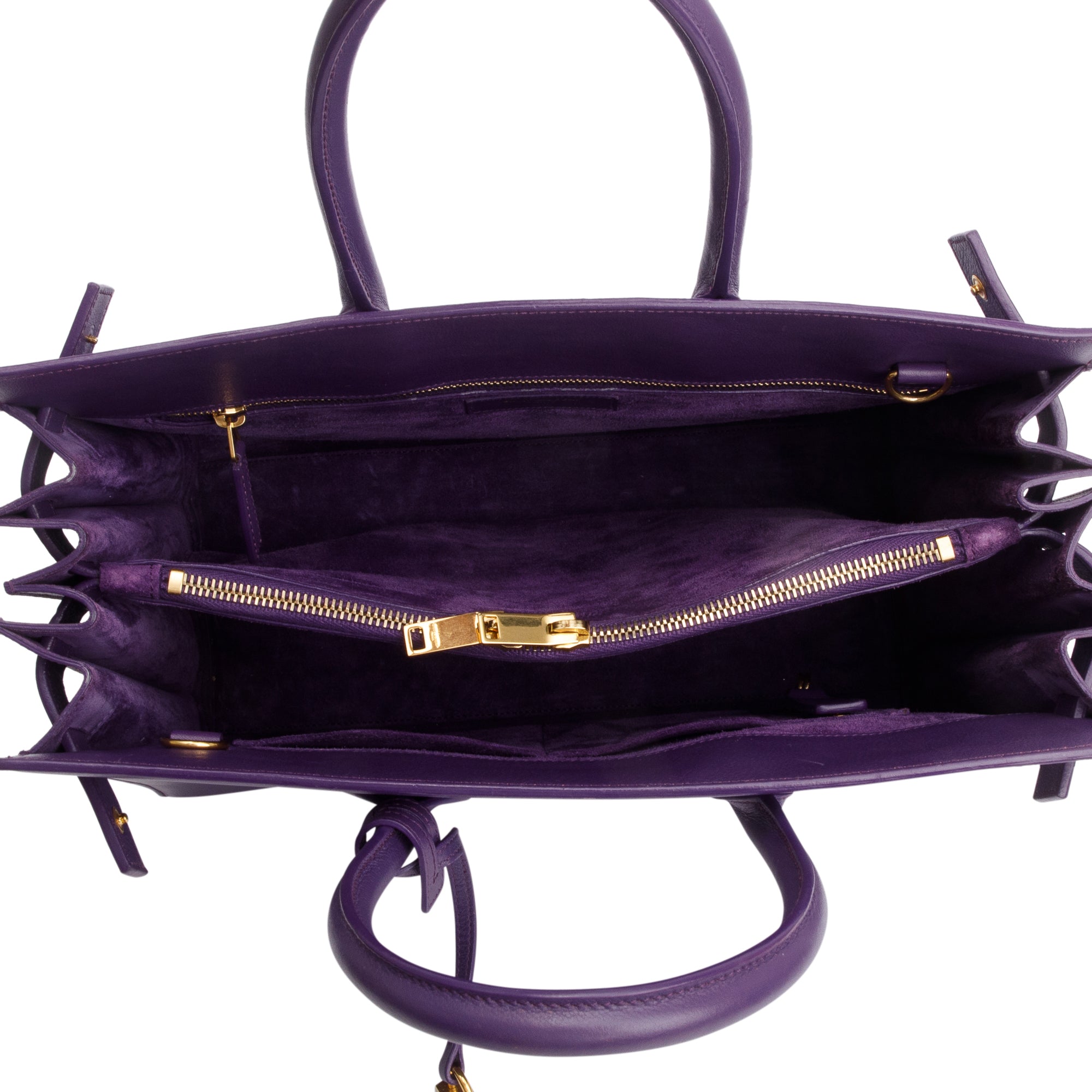 Saint Laurent Purple Calfskin Leather Small Sac De Jour w/ Strap