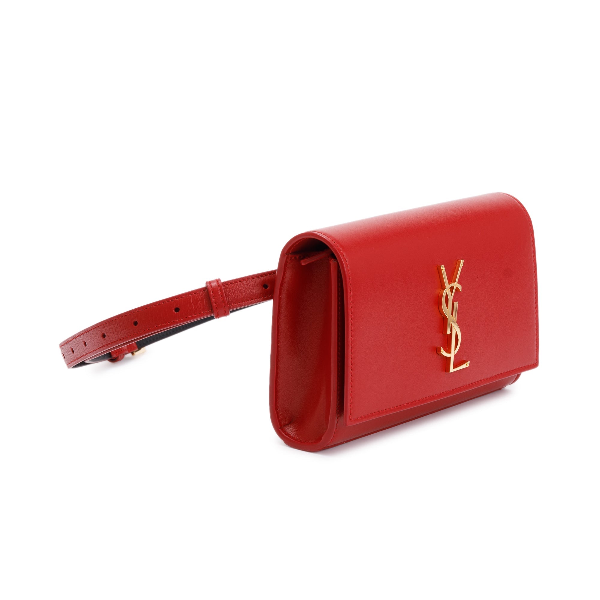 Saint Laurent Red Calfskin Leather Kate Belt Bag