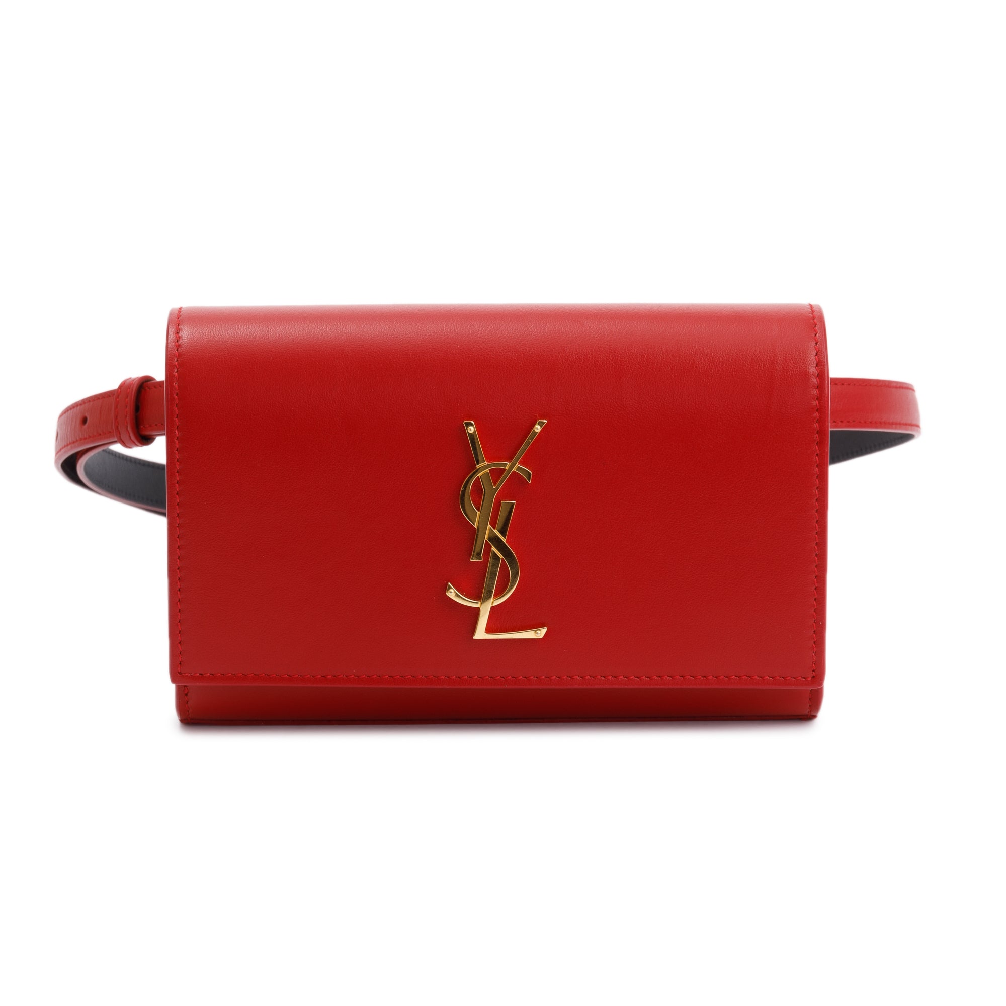 Saint Laurent Red Calfskin Leather Kate Belt Bag