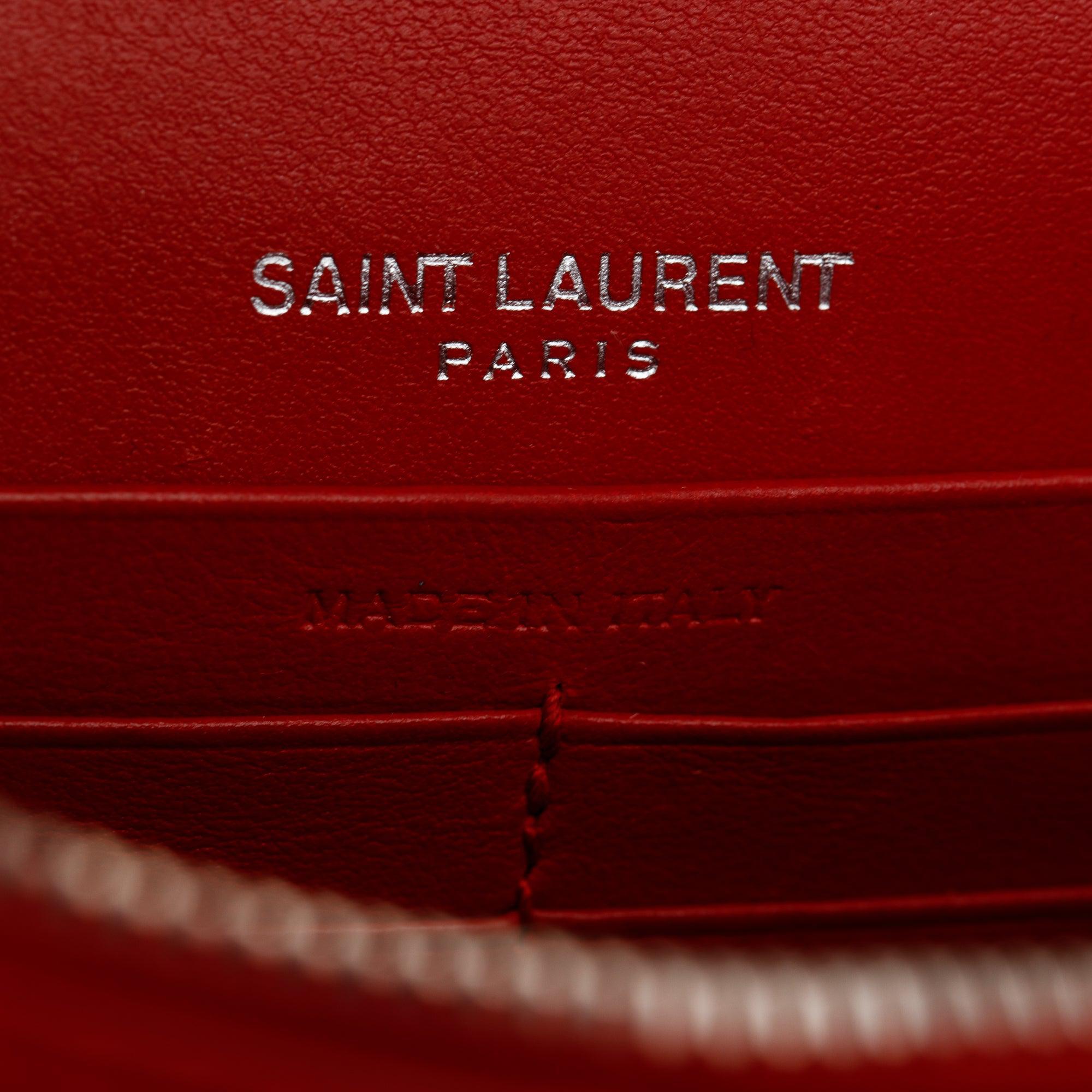 Saint Laurent Red Crocodile Embossed Sunset Chain Wallet