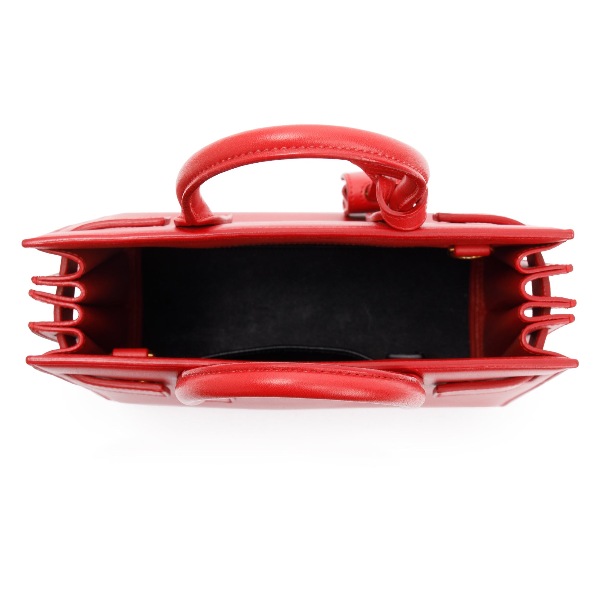 Saint Laurent Red Smooth Calfskin Leather Nano Sac De Jour w/ Strap