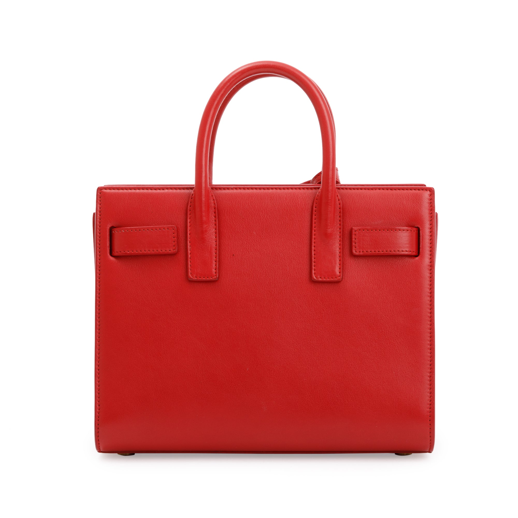 Saint Laurent Red Smooth Calfskin Leather Nano Sac De Jour w/ Strap