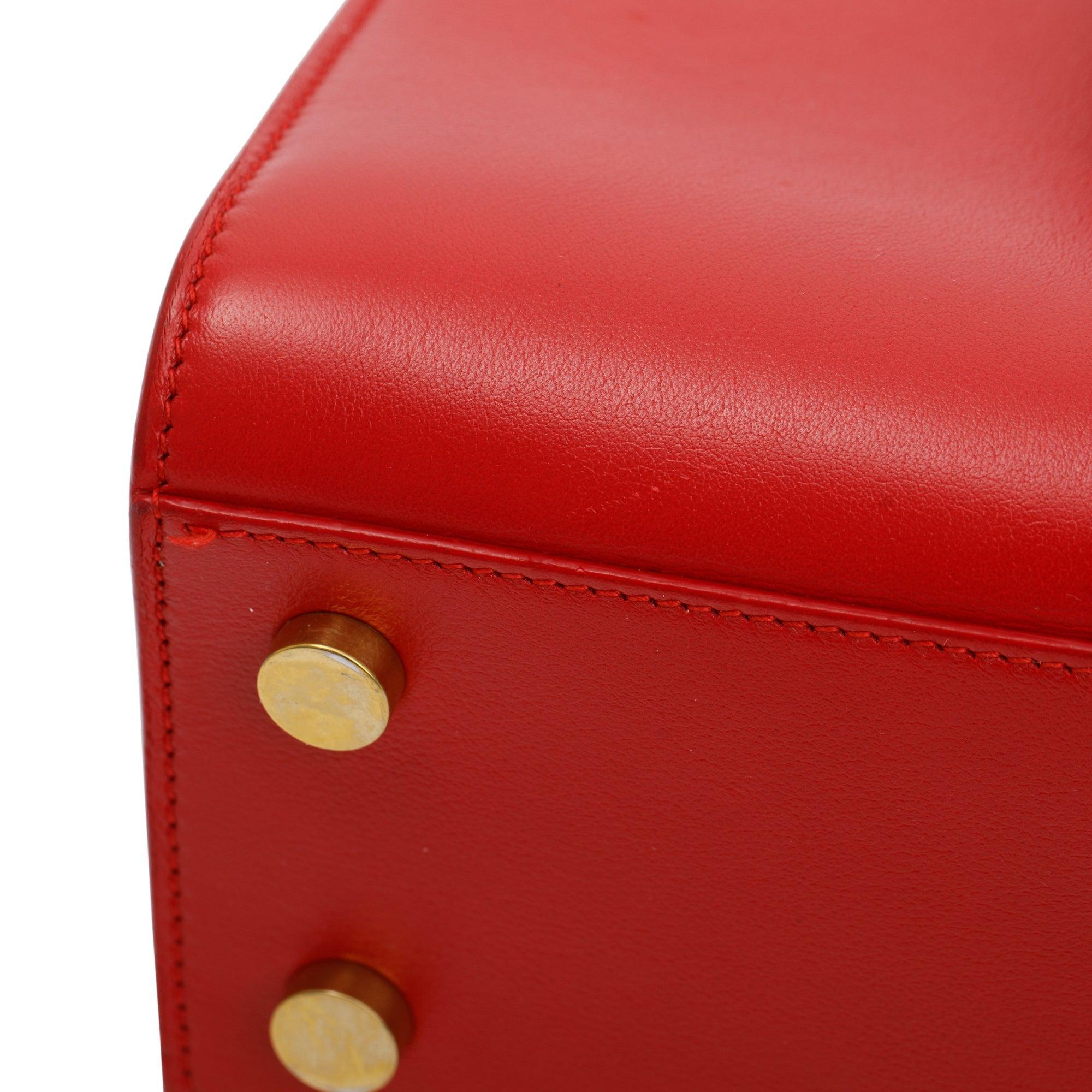 Saint Laurent Red Smooth Calfskin Leather Nano Sac De Jour w/ Strap