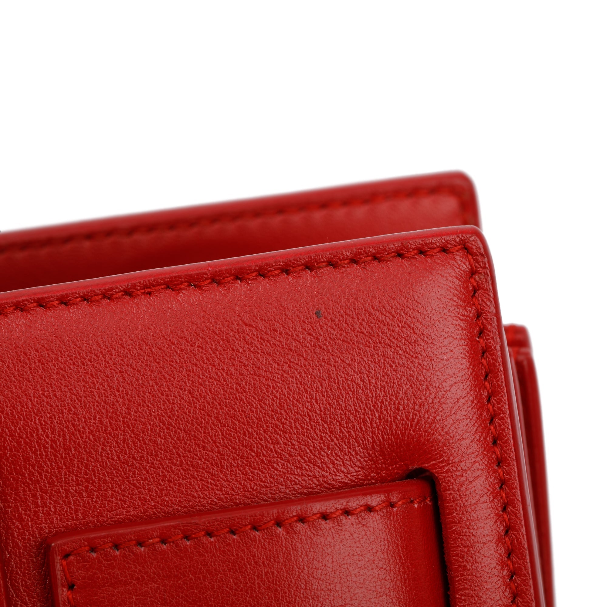Saint Laurent Red Smooth Calfskin Leather Nano Sac De Jour w/ Strap