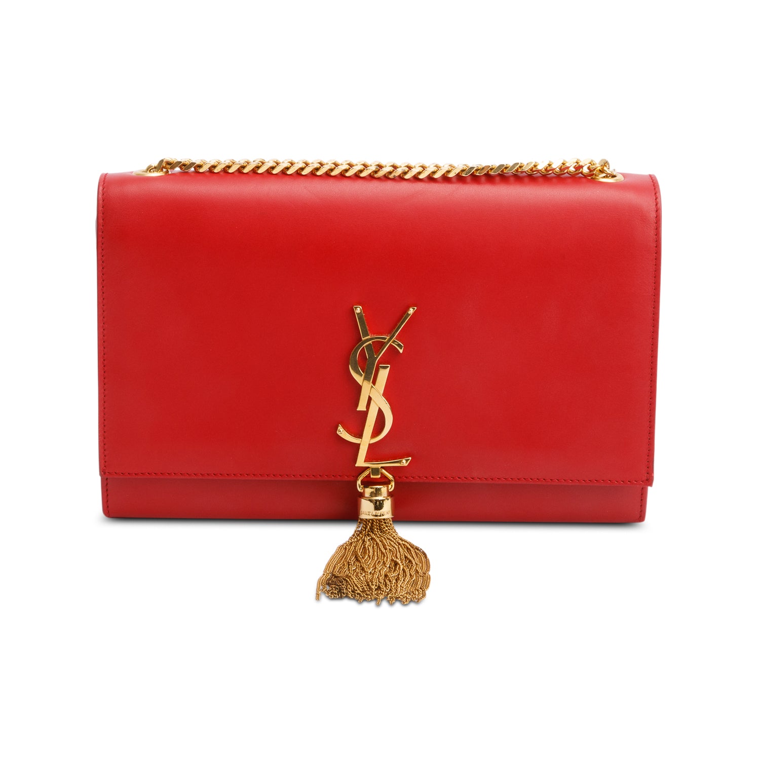 Saint Laurent Red Smooth Leather Medium Kate Tassel Bag