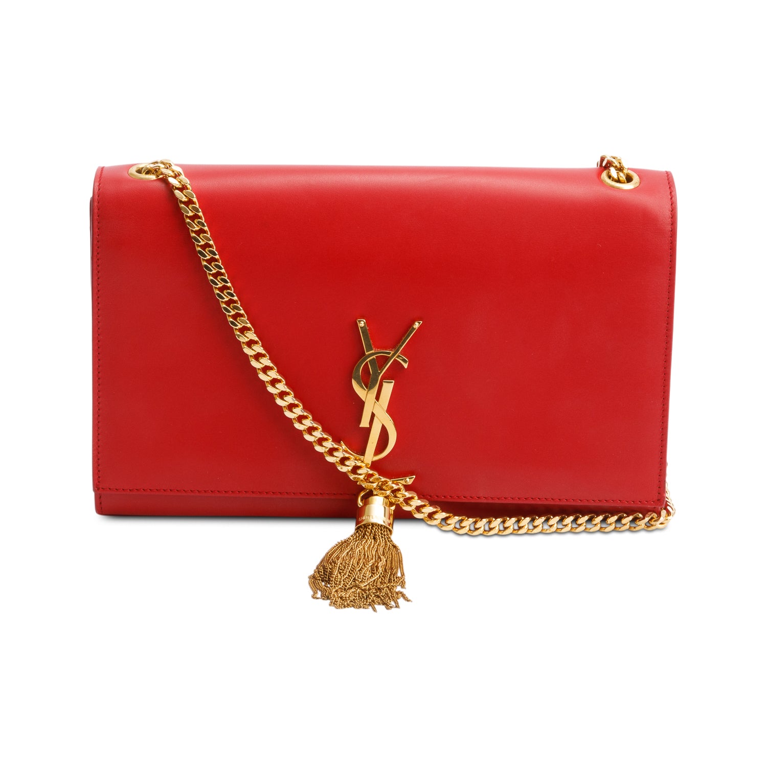 Saint Laurent Red Smooth Leather Medium Kate Tassel Bag