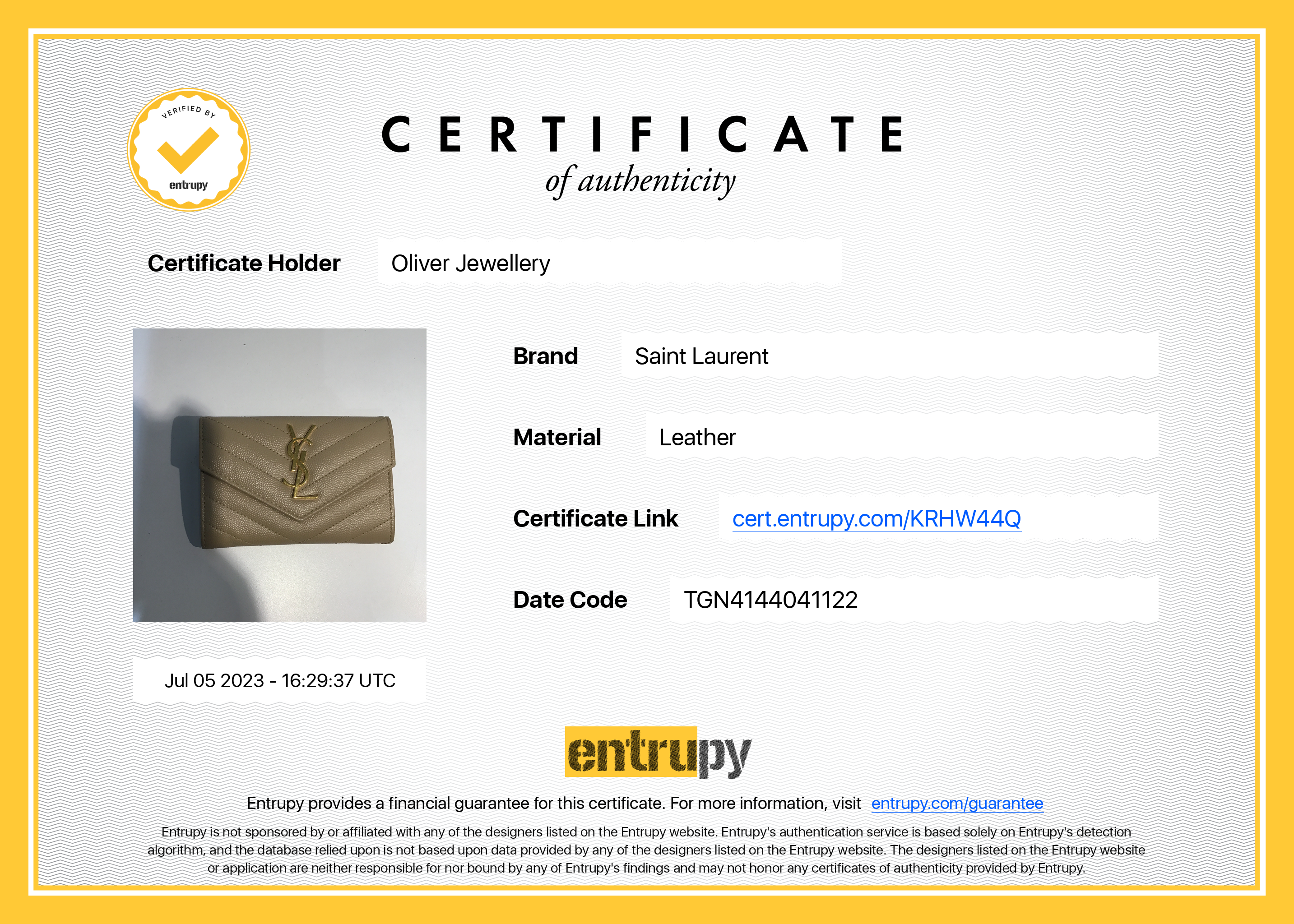 Saint Laurent Small Envelope Wallet w/ Box