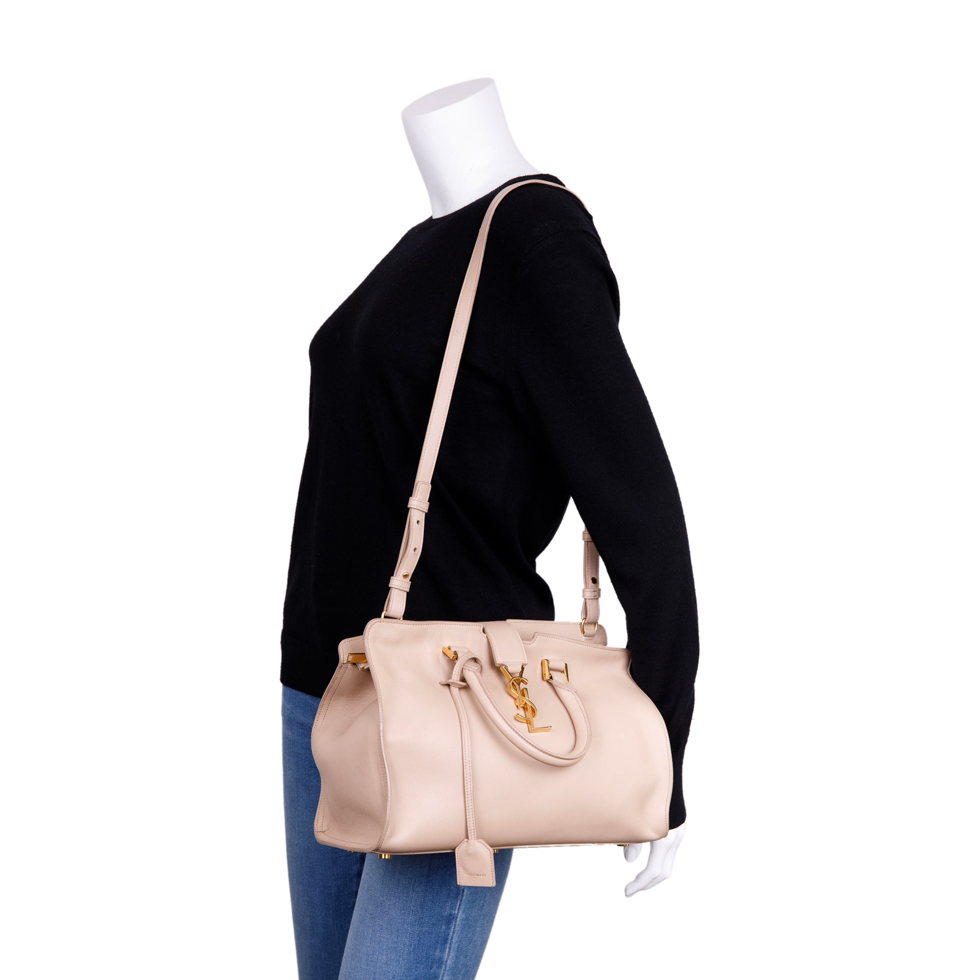 Saint Laurent Small Monogram Downtown Cabas Bag w/ Strap