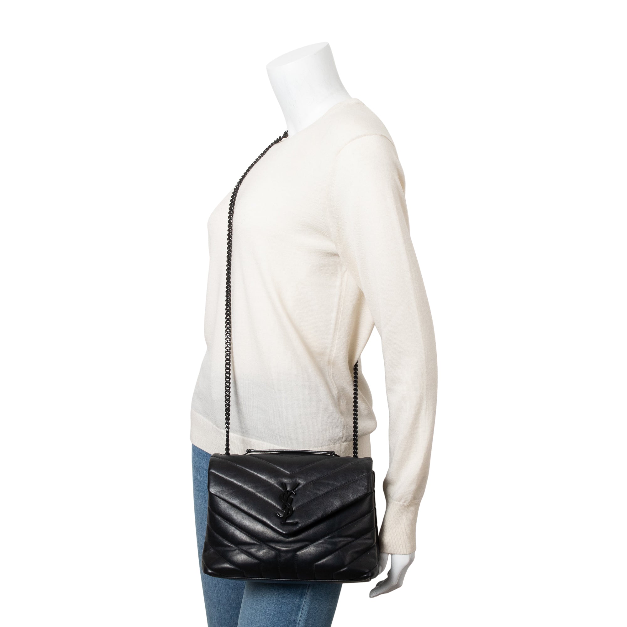 Saint Laurent So Black Quilted Leather Small Loulou Shoulder Bag