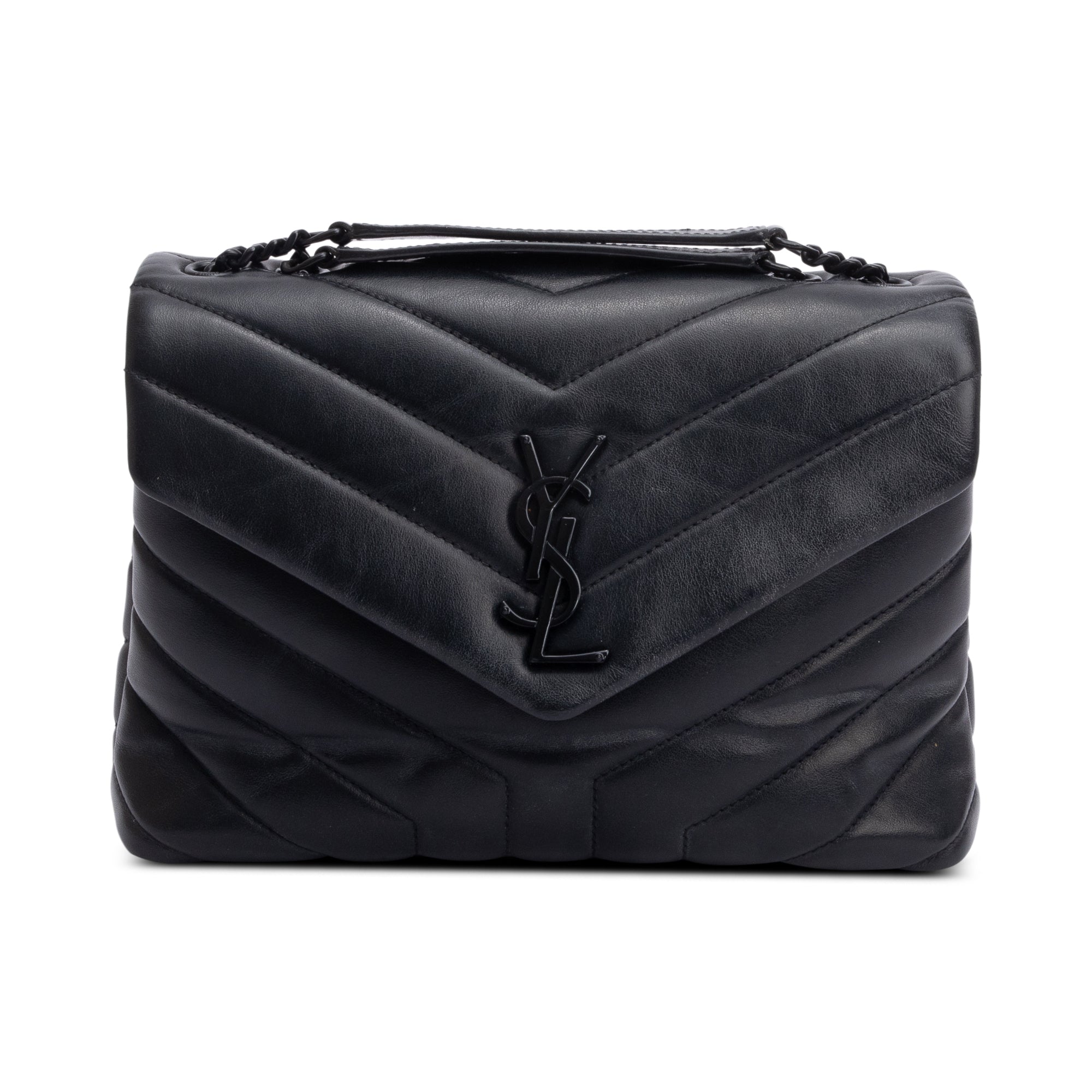 Saint Laurent So Black Quilted Leather Small Loulou Shoulder Bag