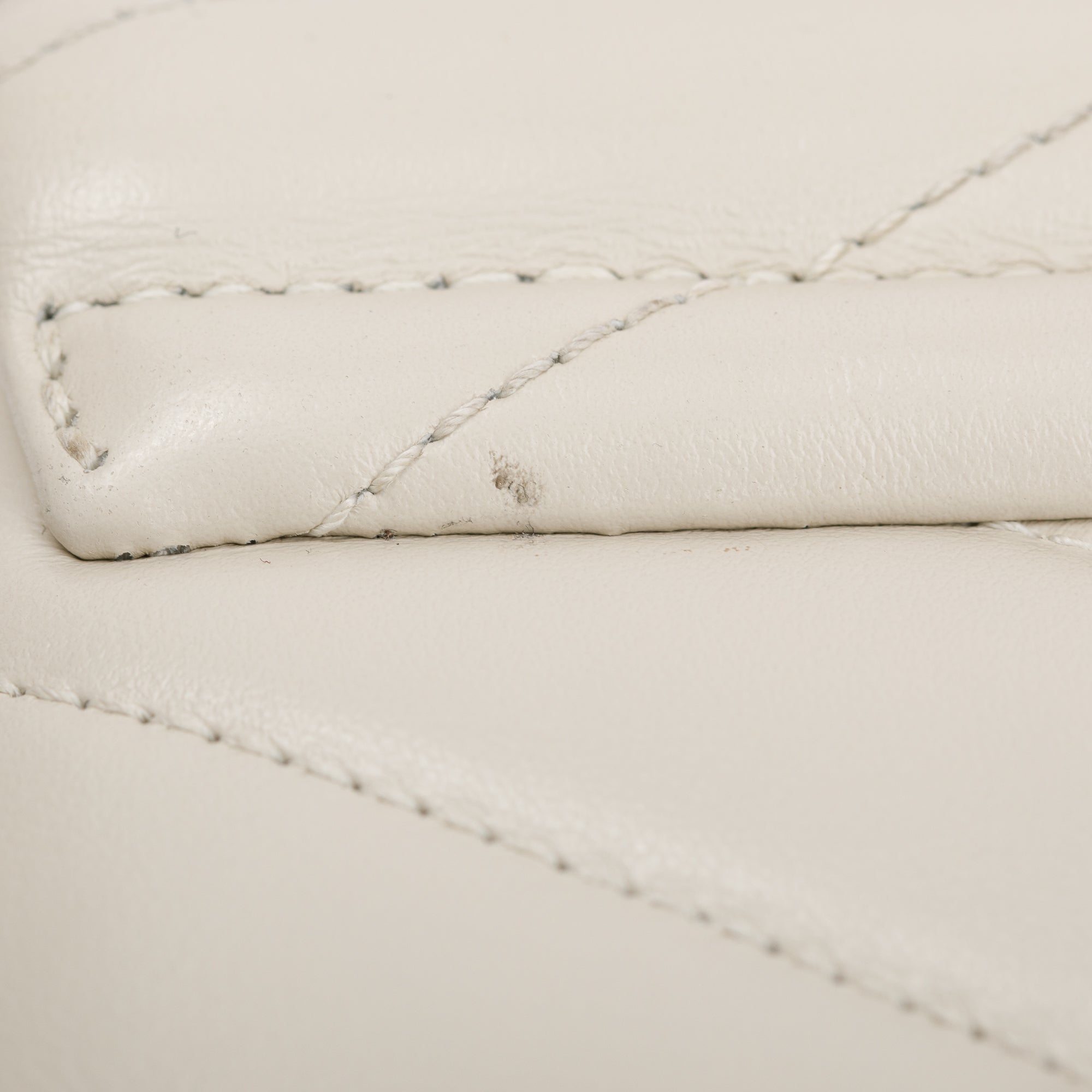 Saint Laurent White Calfskin Leather Small Loulou Monogram Shoulder Bag