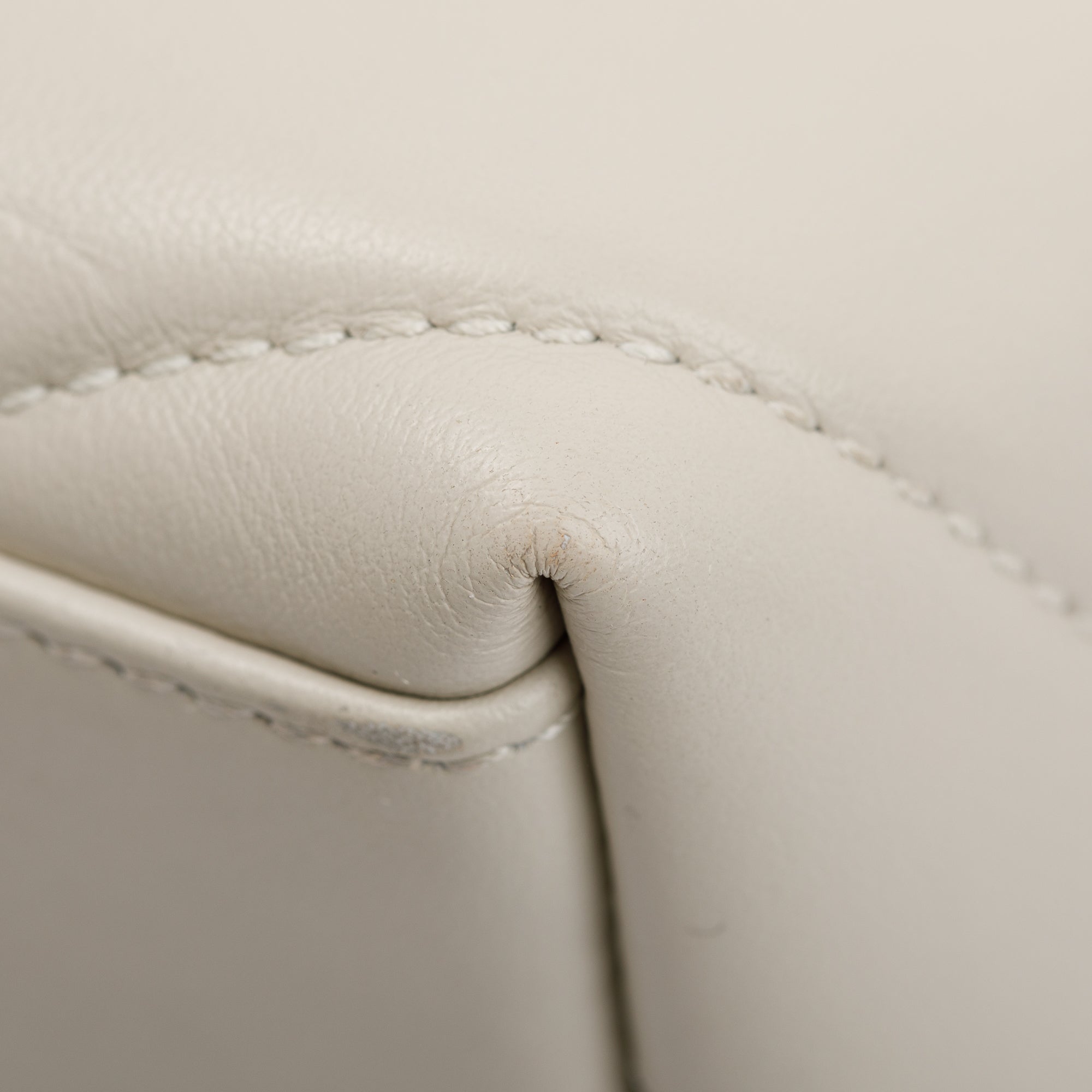 Saint Laurent White Calfskin Leather Small Loulou Monogram Shoulder Bag