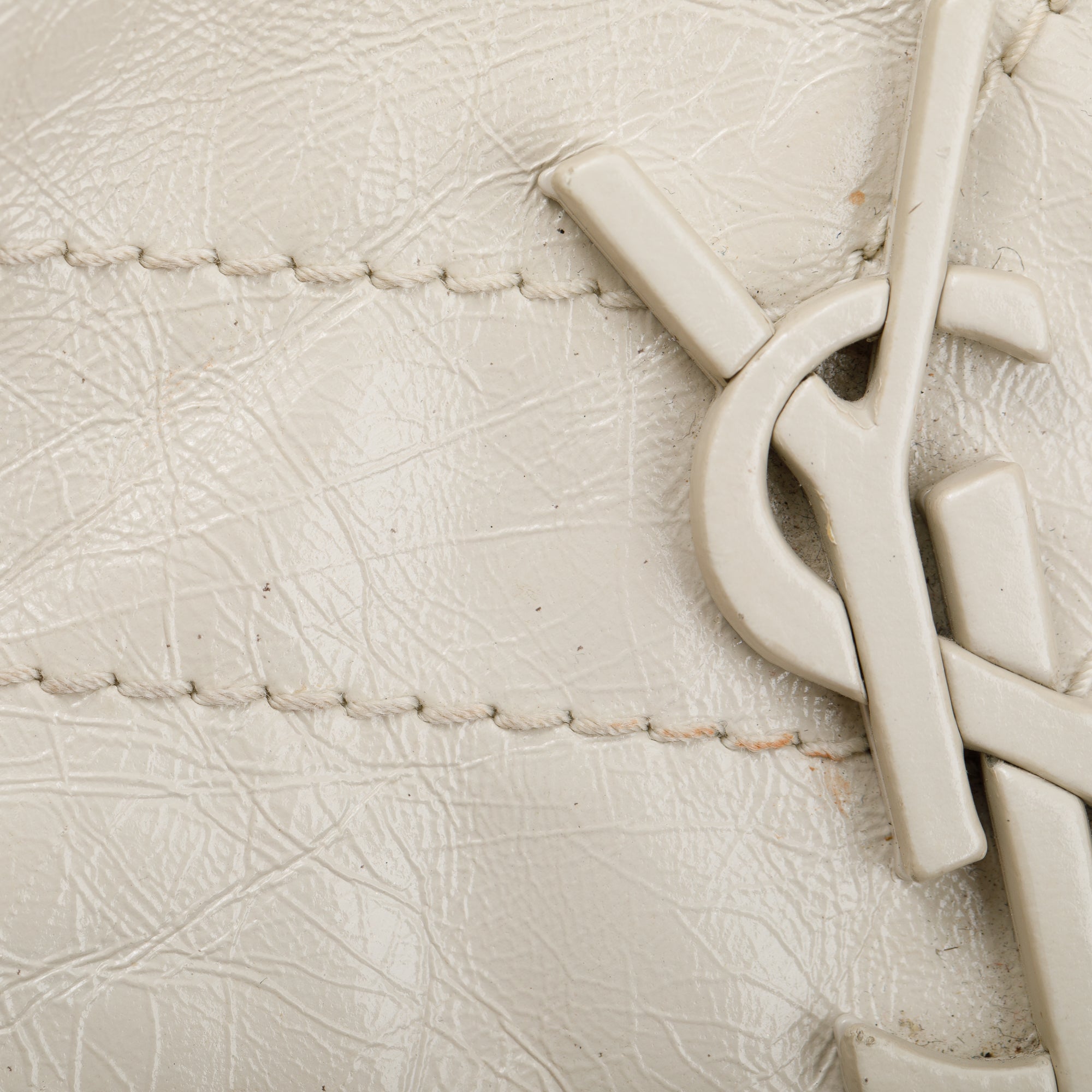 Saint Laurent White Crinkled Calfskin Leather Medium Niki Shoulder Bag