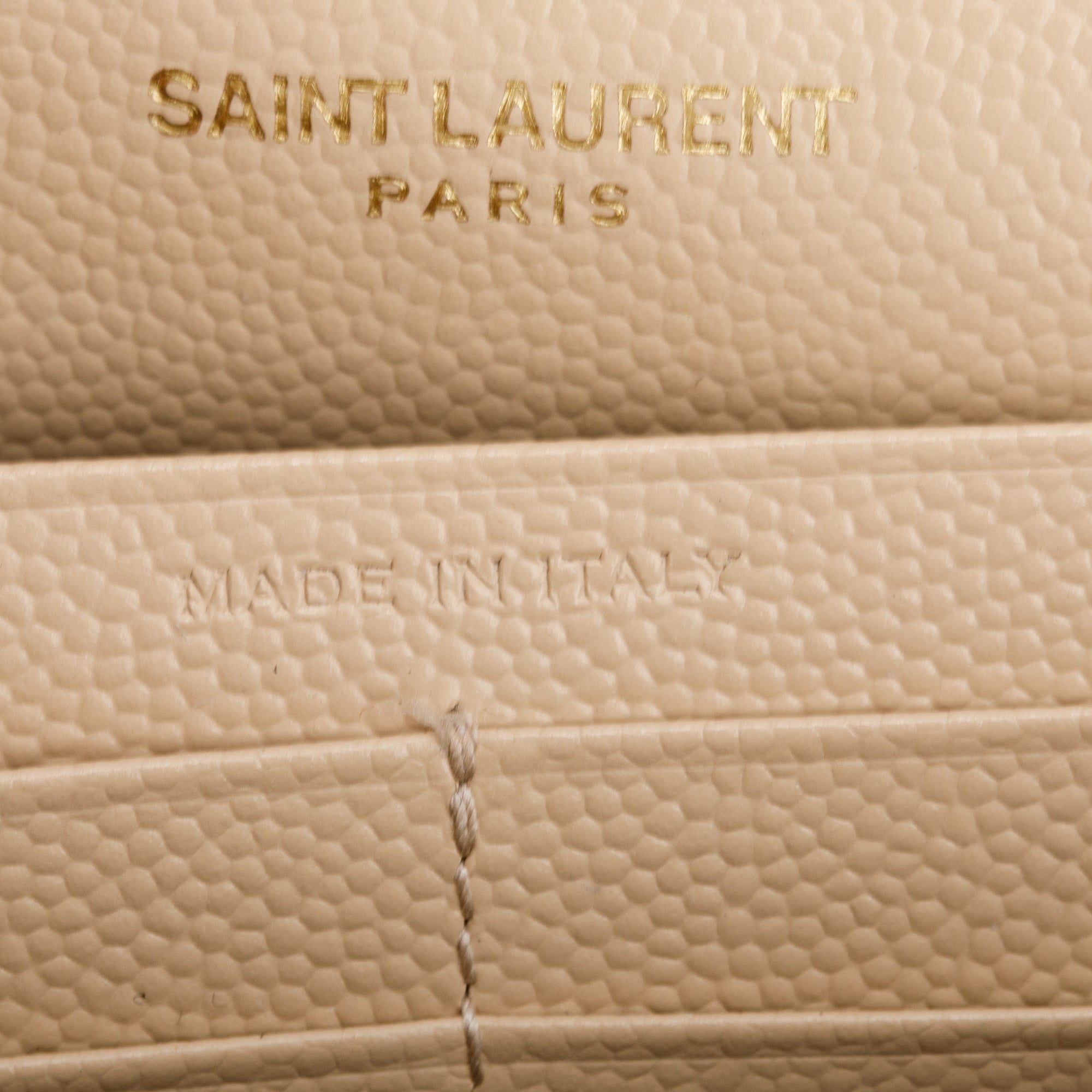 Saint Laurent White Grain De Poudre Leather Cassandre Matelasse Chain Wallet