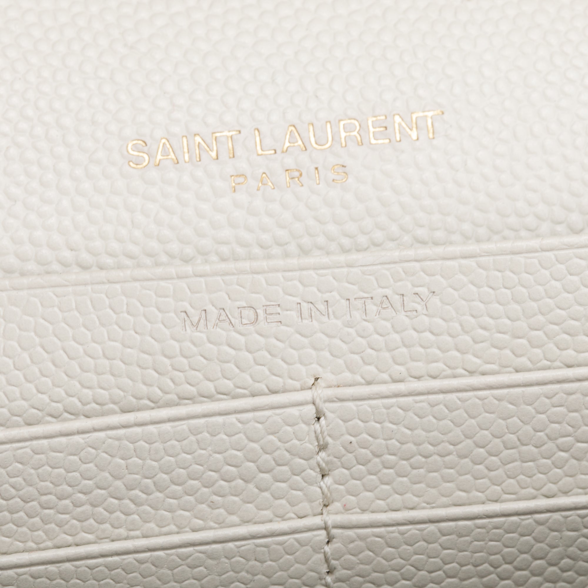Saint Laurent White Mix Matelasse Grain De Poudre Leather Envelope Chain Wallet