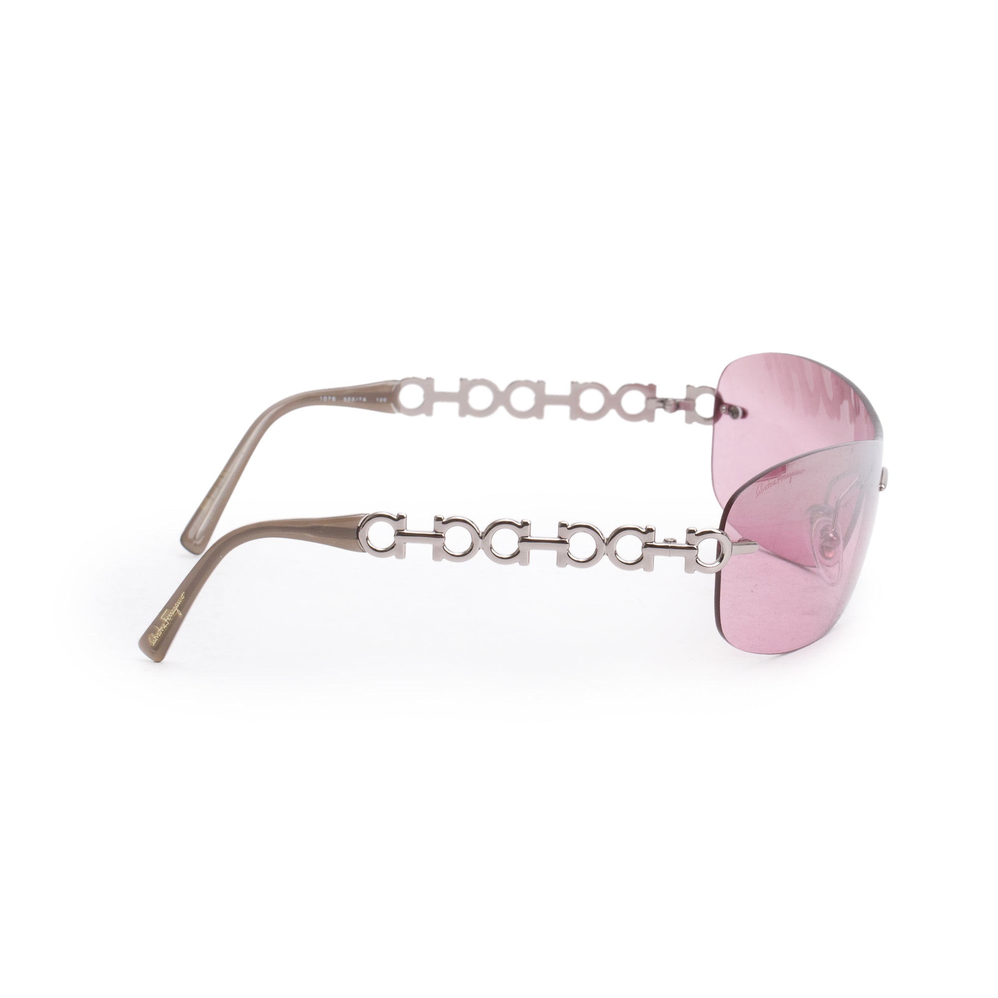 Salvatore Ferragamo 1076 Pink Tinted Shield Sunglasses w/ Case